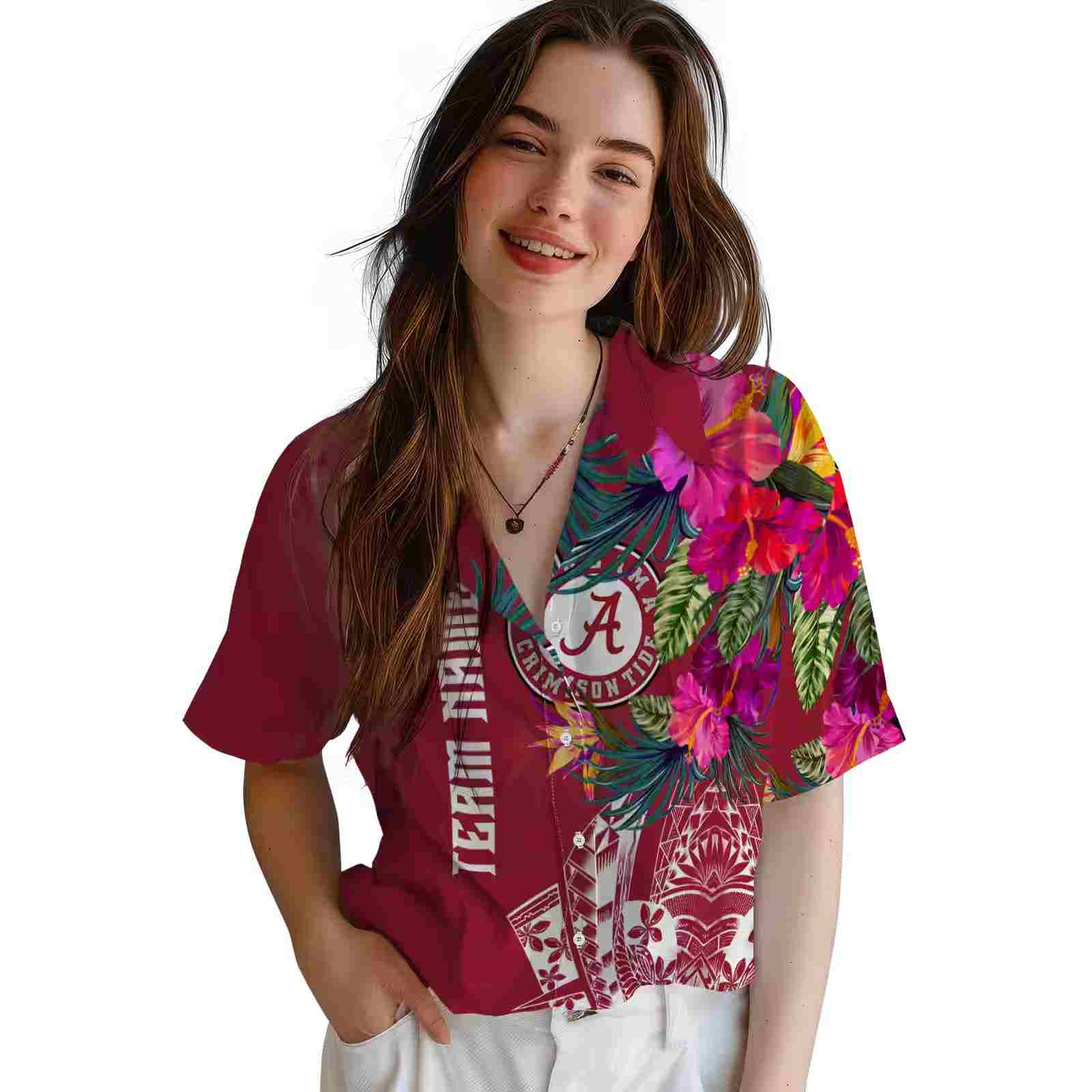 alabama crimson tide floral polynesian crimson hawaiian shirt latest model