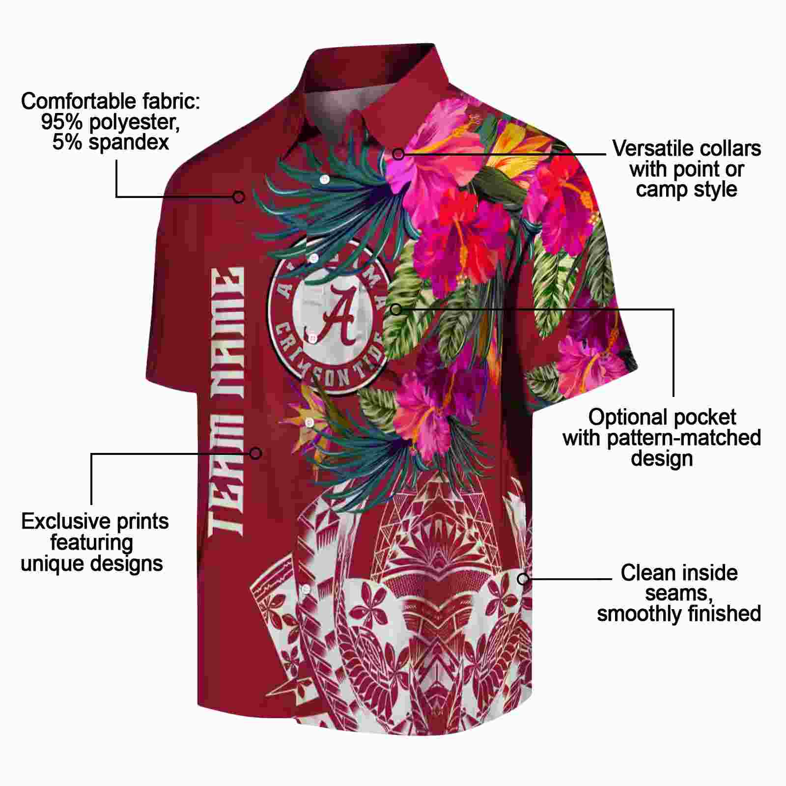 alabama crimson tide floral polynesian crimson hawaiian shirt new arrival