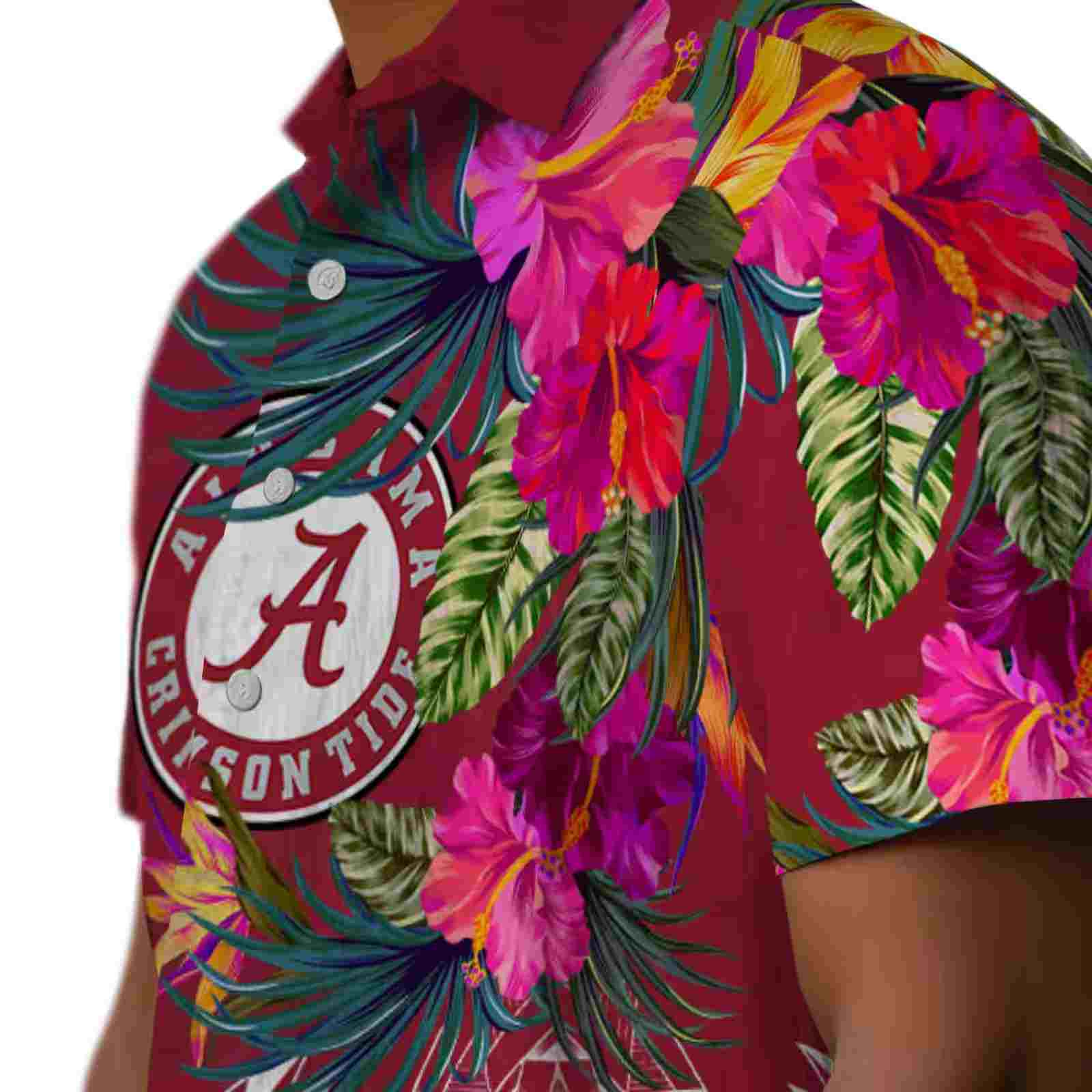 alabama crimson tide floral polynesian crimson hawaiian shirt trendy