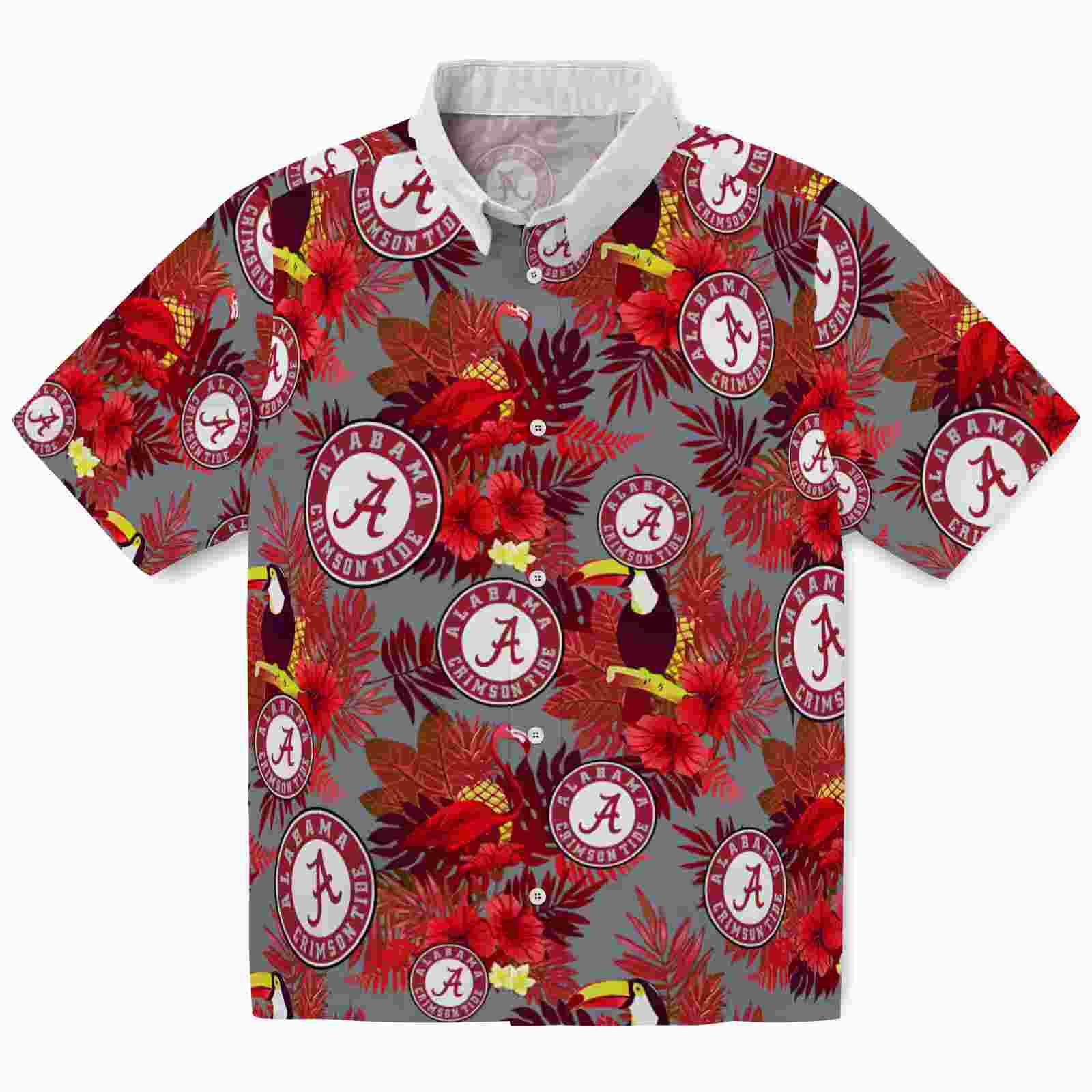 Alabama Crimson Tide Floral Toucan Crimson Red Hawaiian Shirt