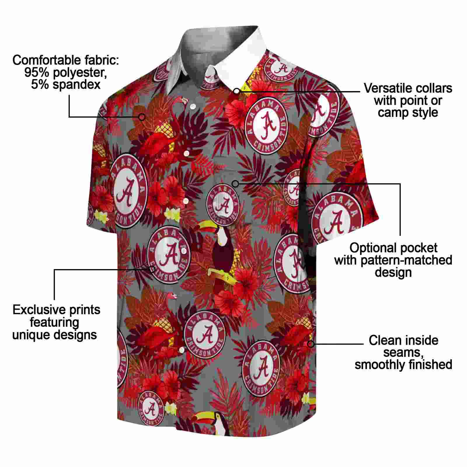 alabama crimson tide floral toucan crimson red hawaiian shirt new arrival