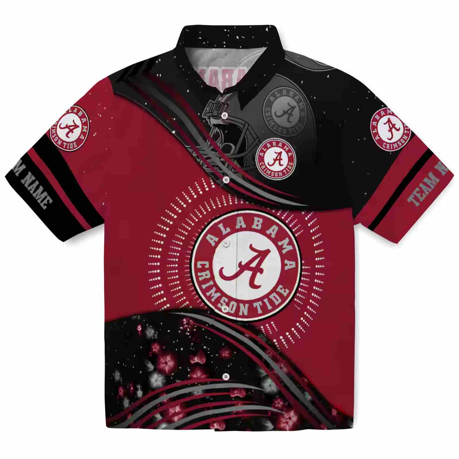 Alabama Crimson Tide Football Wave Crimson Black Hawaiian Shirt