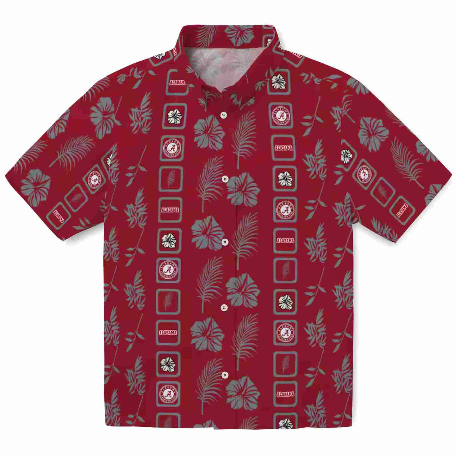 Alabama Crimson Tide Framed Floral Crimson Hawaiian Shirt