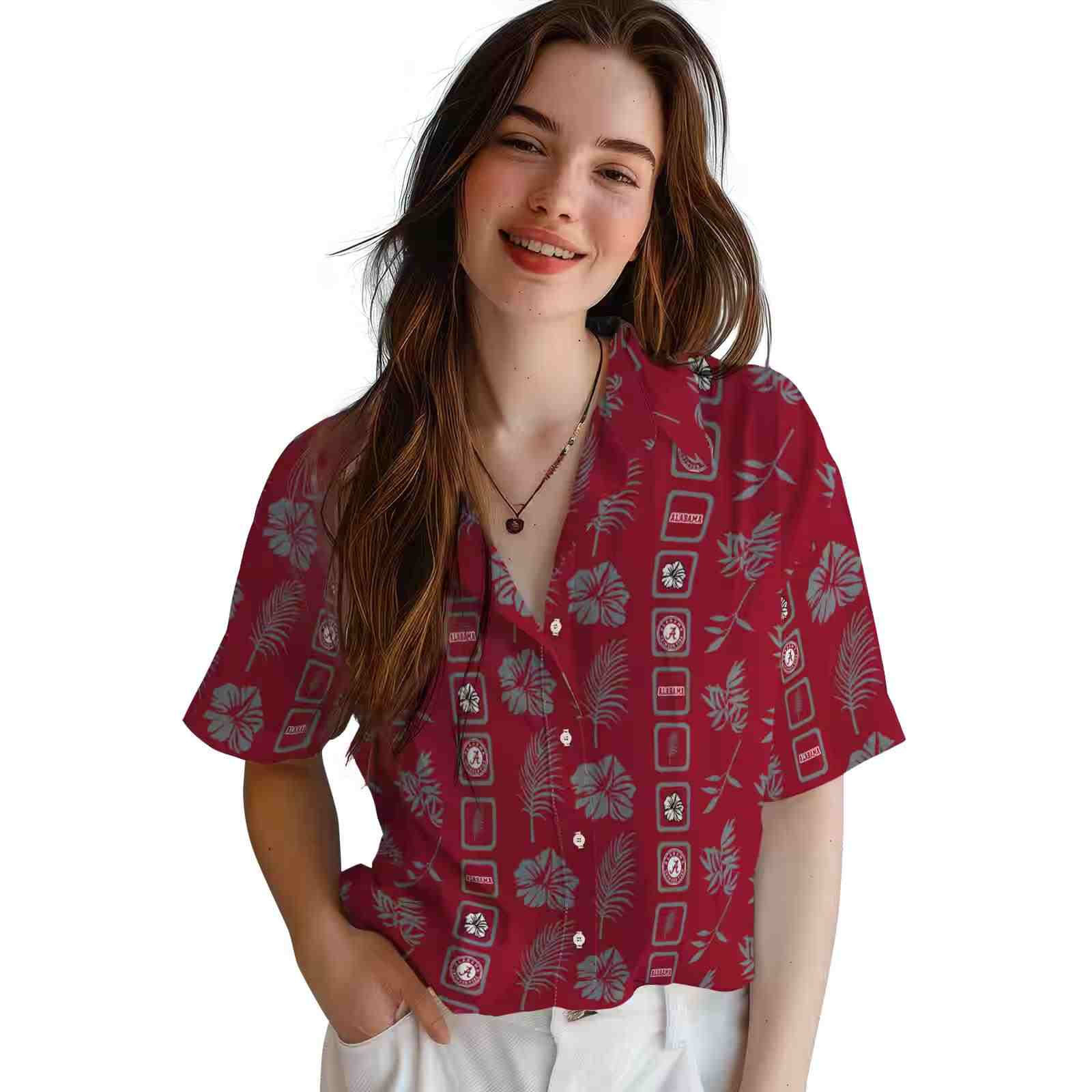 alabama crimson tide framed floral crimson hawaiian shirt latest model