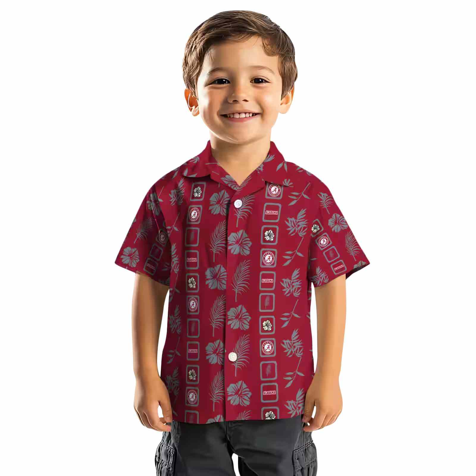 alabama crimson tide framed floral crimson hawaiian shirt top rated