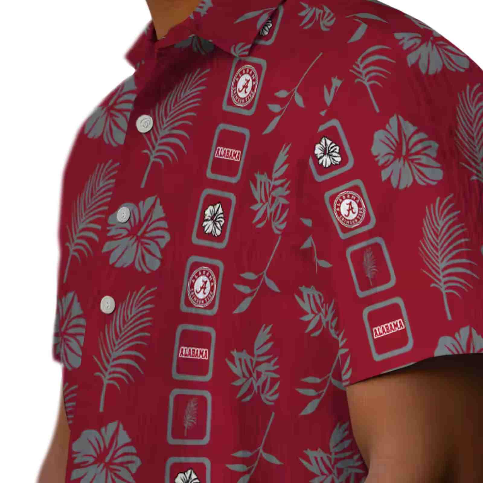 alabama crimson tide framed floral crimson hawaiian shirt trendy