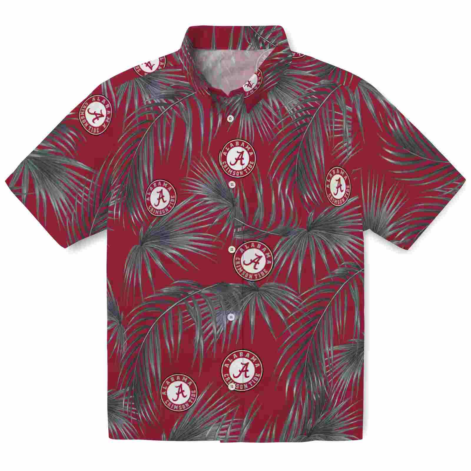 Alabama Crimson Tide Leafy Palms Crimson Hawaiian Shirt