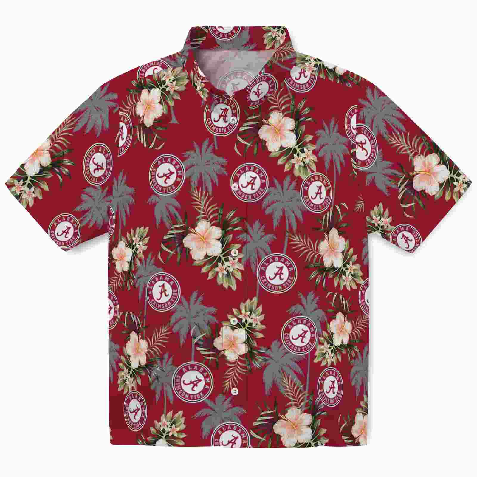 Alabama Crimson Tide Palm Tree Flower Crimson Hawaiian Shirt