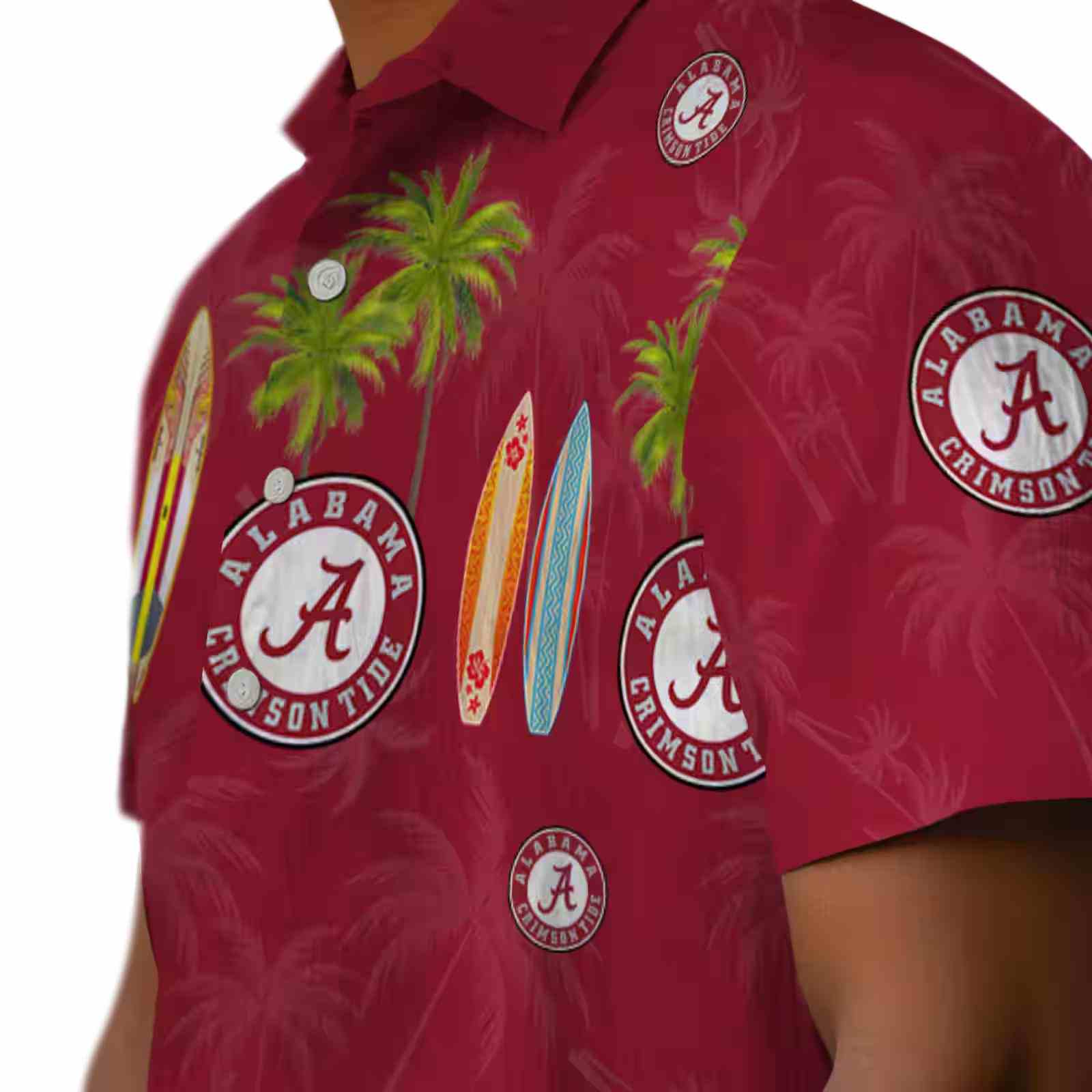 alabama crimson tide surfboard palm crimson hawaiian shirt trendy