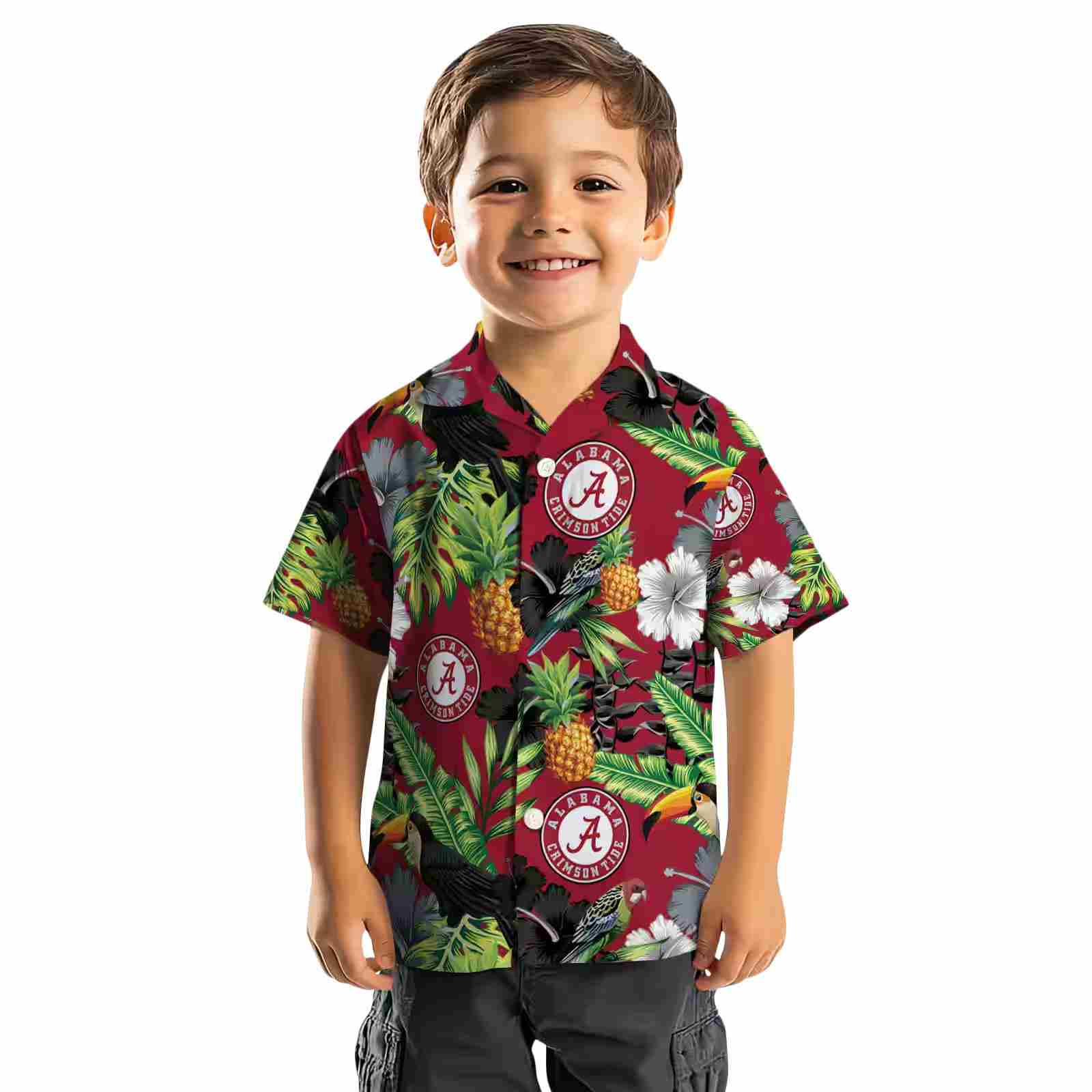 alabama crimson tide toucan hibiscus pineapple crimson green hawaiian shirt top rated