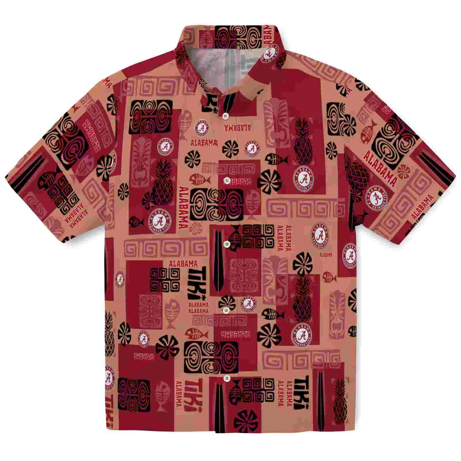 Alabama Crimson Tide Tribal Symbols Crimson Hawaiian Shirt