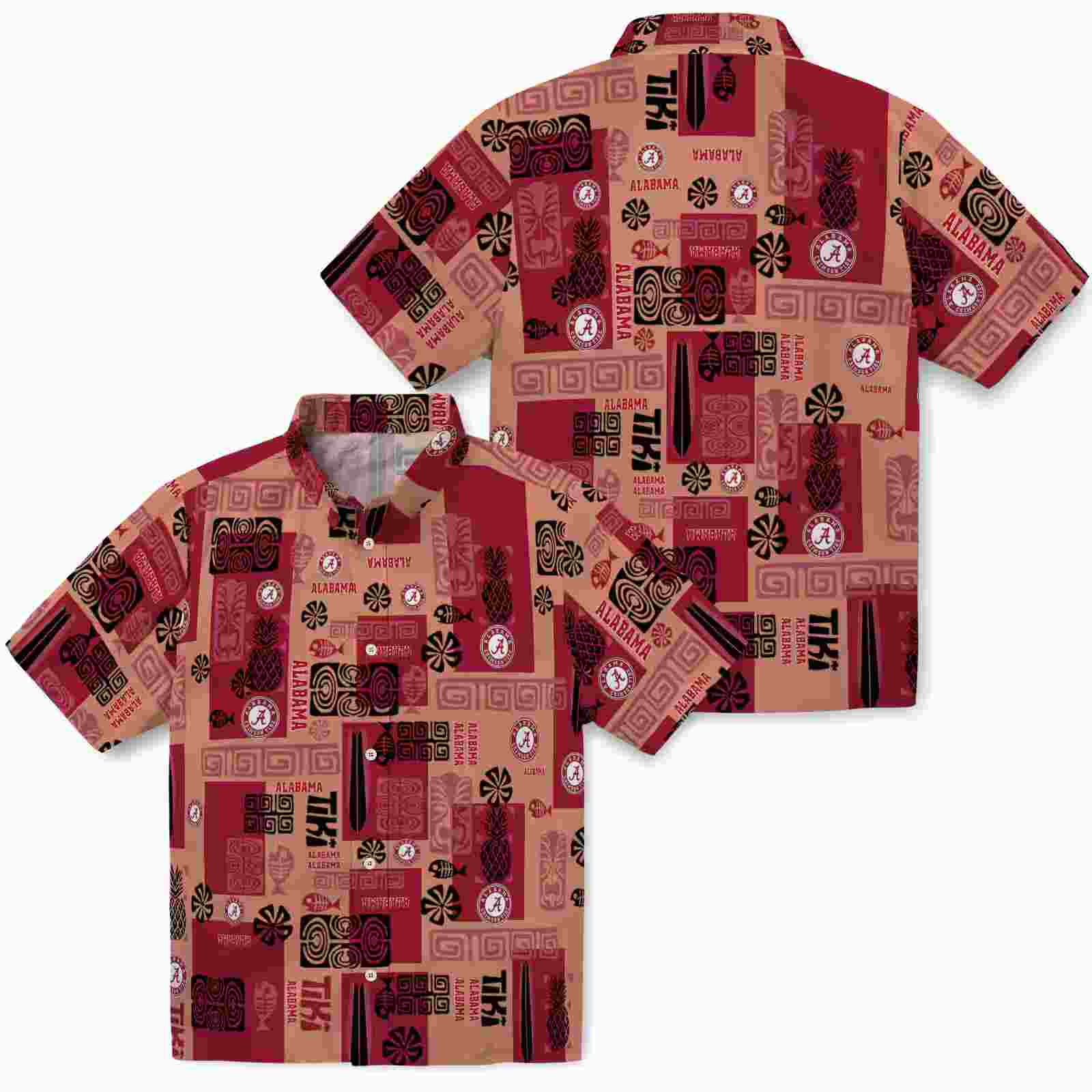 alabama crimson tide tribal symbols crimson hawaiian shirt high quality