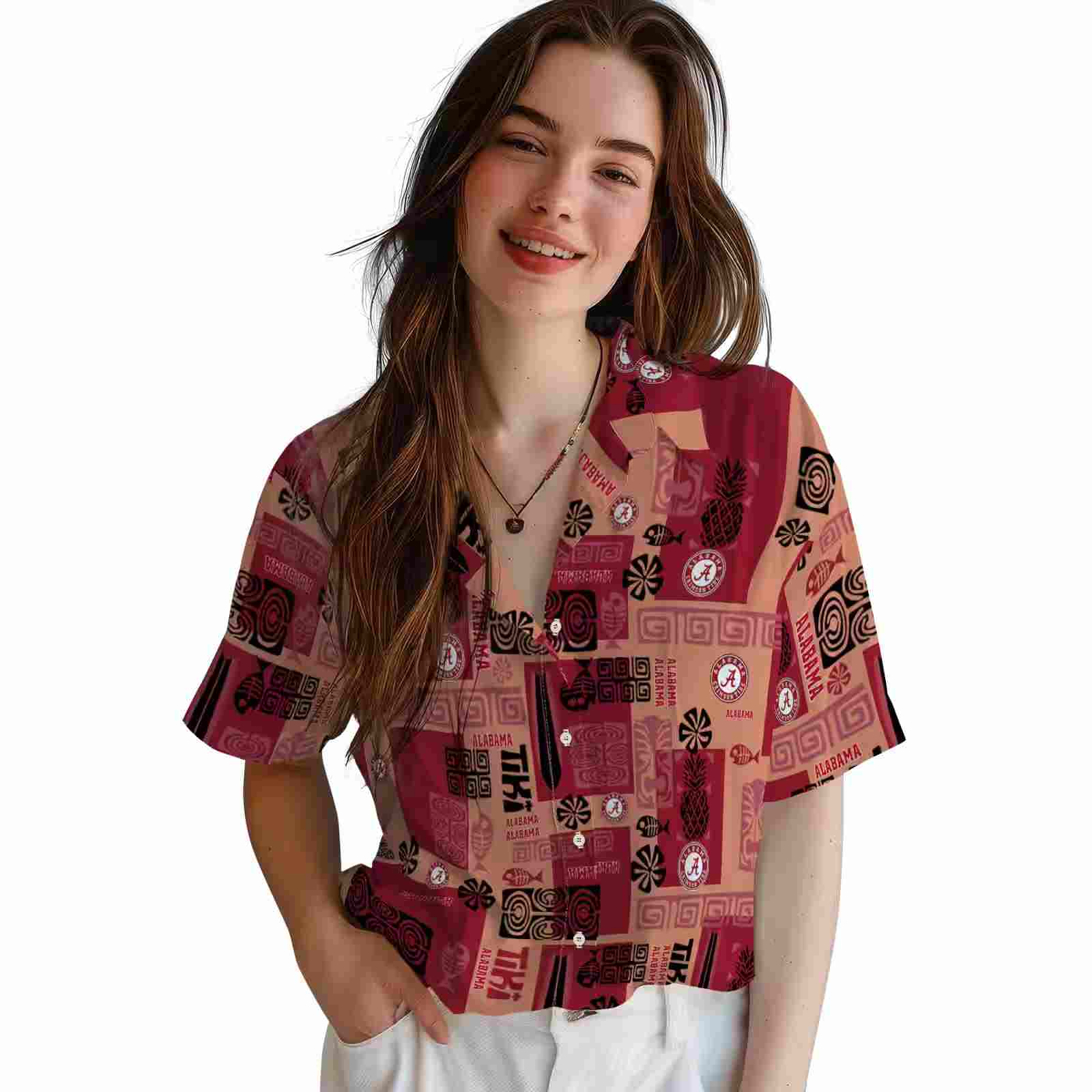 alabama crimson tide tribal symbols crimson hawaiian shirt latest model