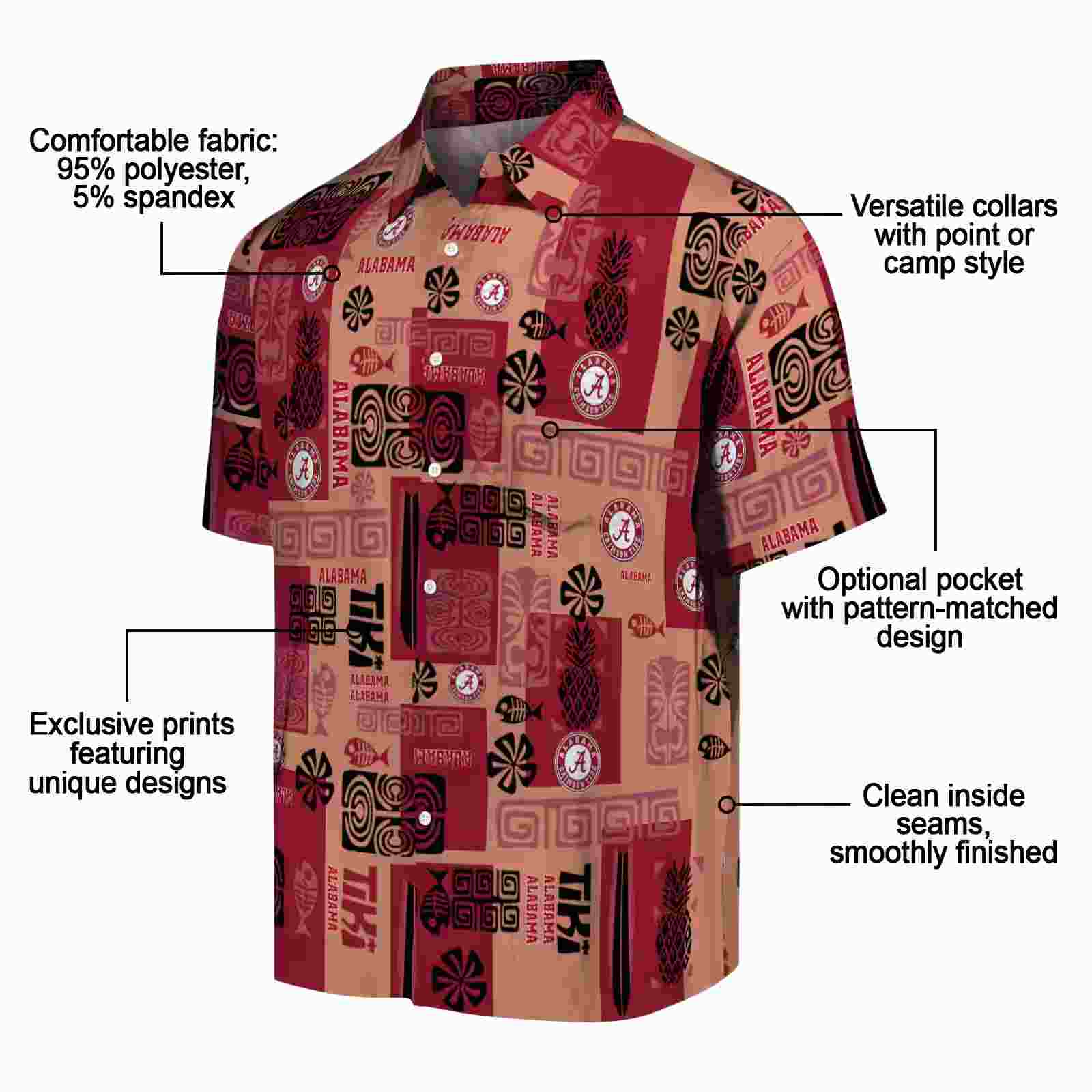 alabama crimson tide tribal symbols crimson hawaiian shirt new arrival