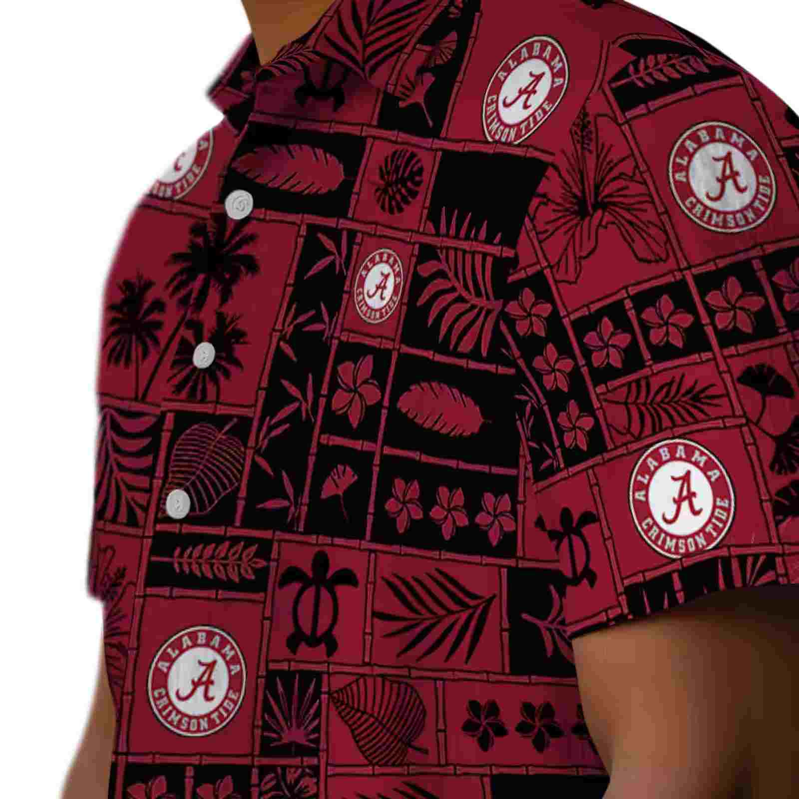 alabama crimson tide tropical patchwork crimson black hawaiian shirt trendy