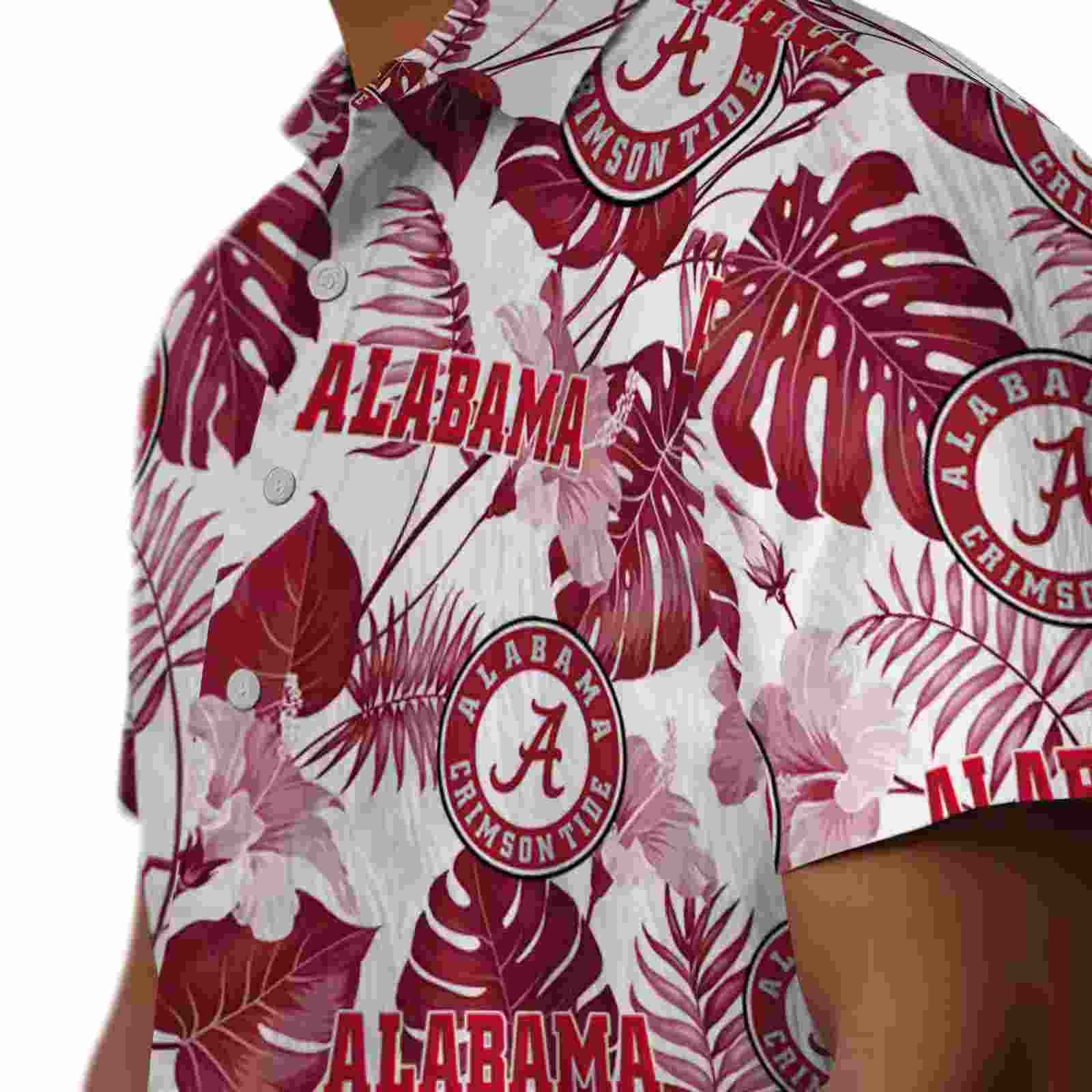 alabama crimson tide tropical plants crimson white hawaiian shirt trendy