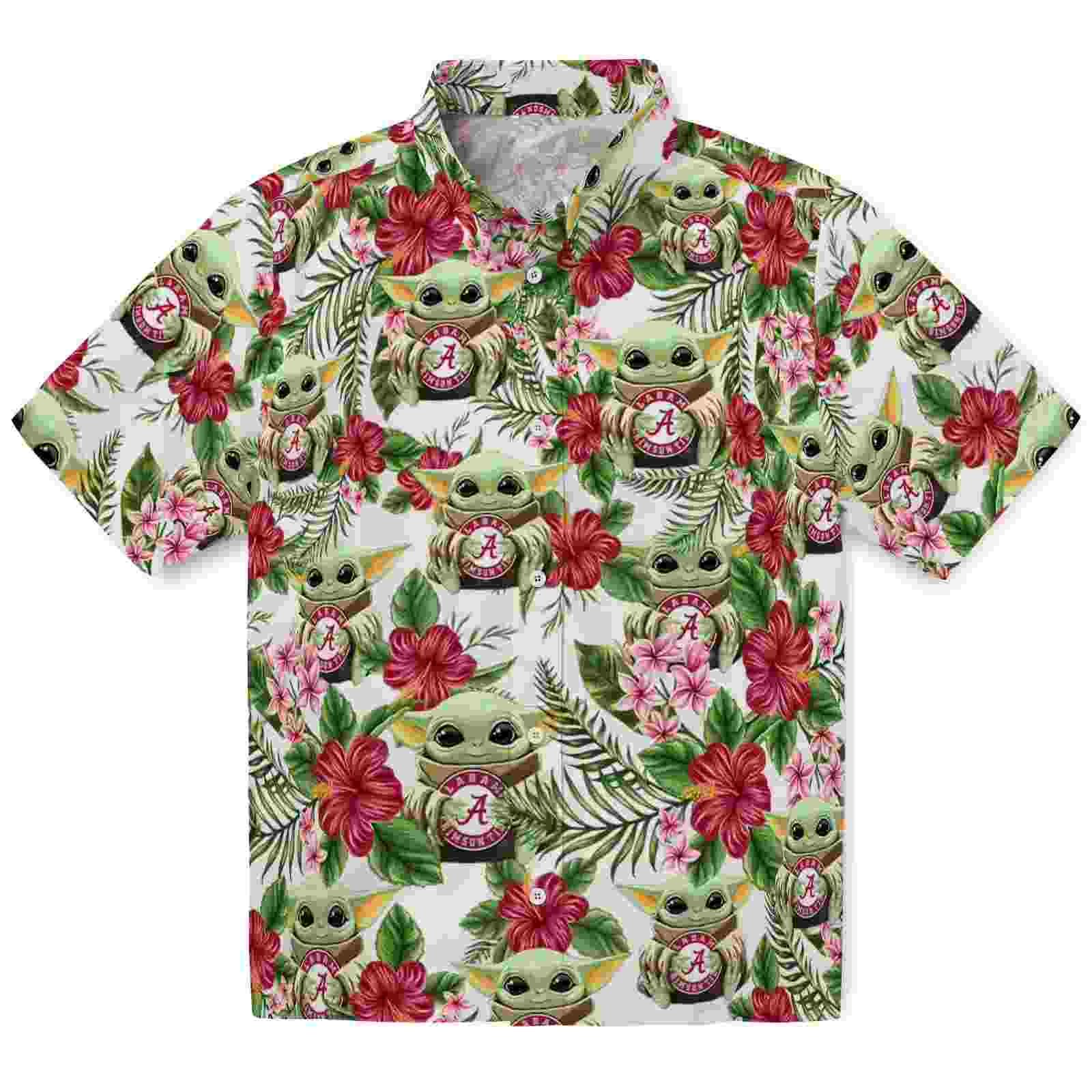 Alabama Crimson Tide Tropical Yoda Green Hawaiian Shirt