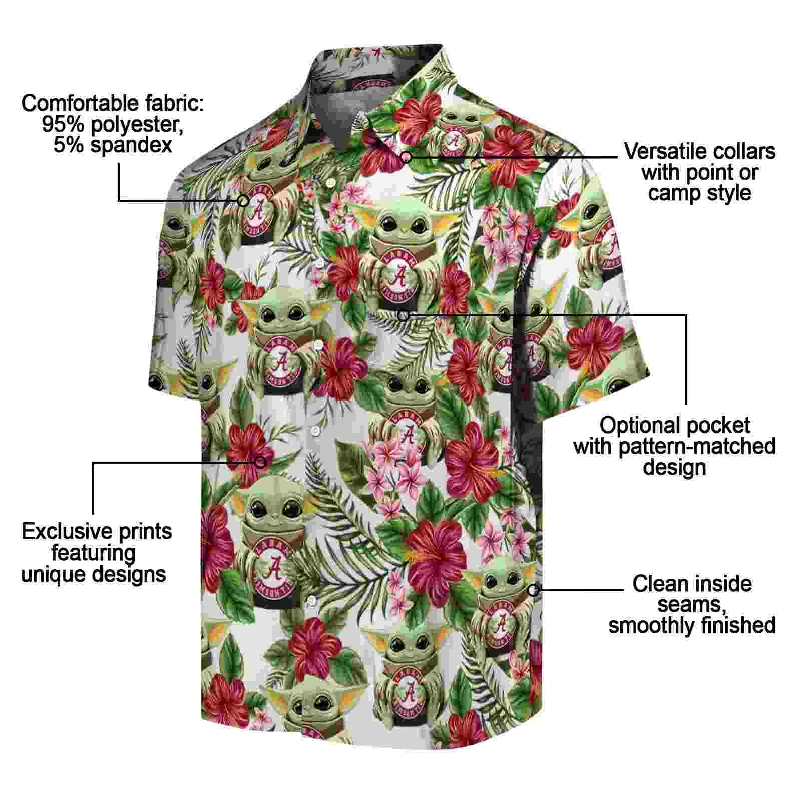 alabama crimson tide tropical yoda green hawaiian shirt new arrival