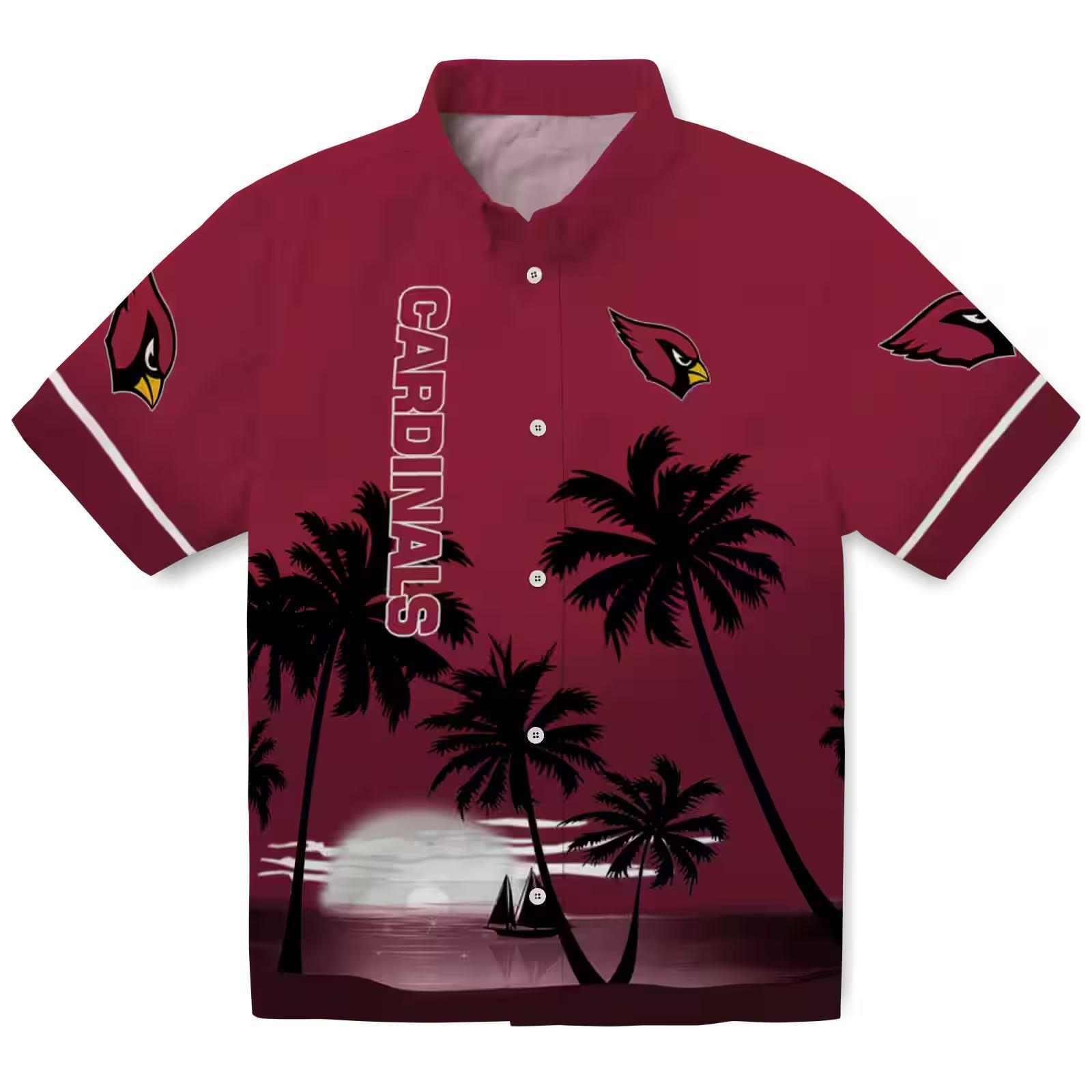 Arizona Cardinals Beach Sunset Red Black Hawaiian Shirt