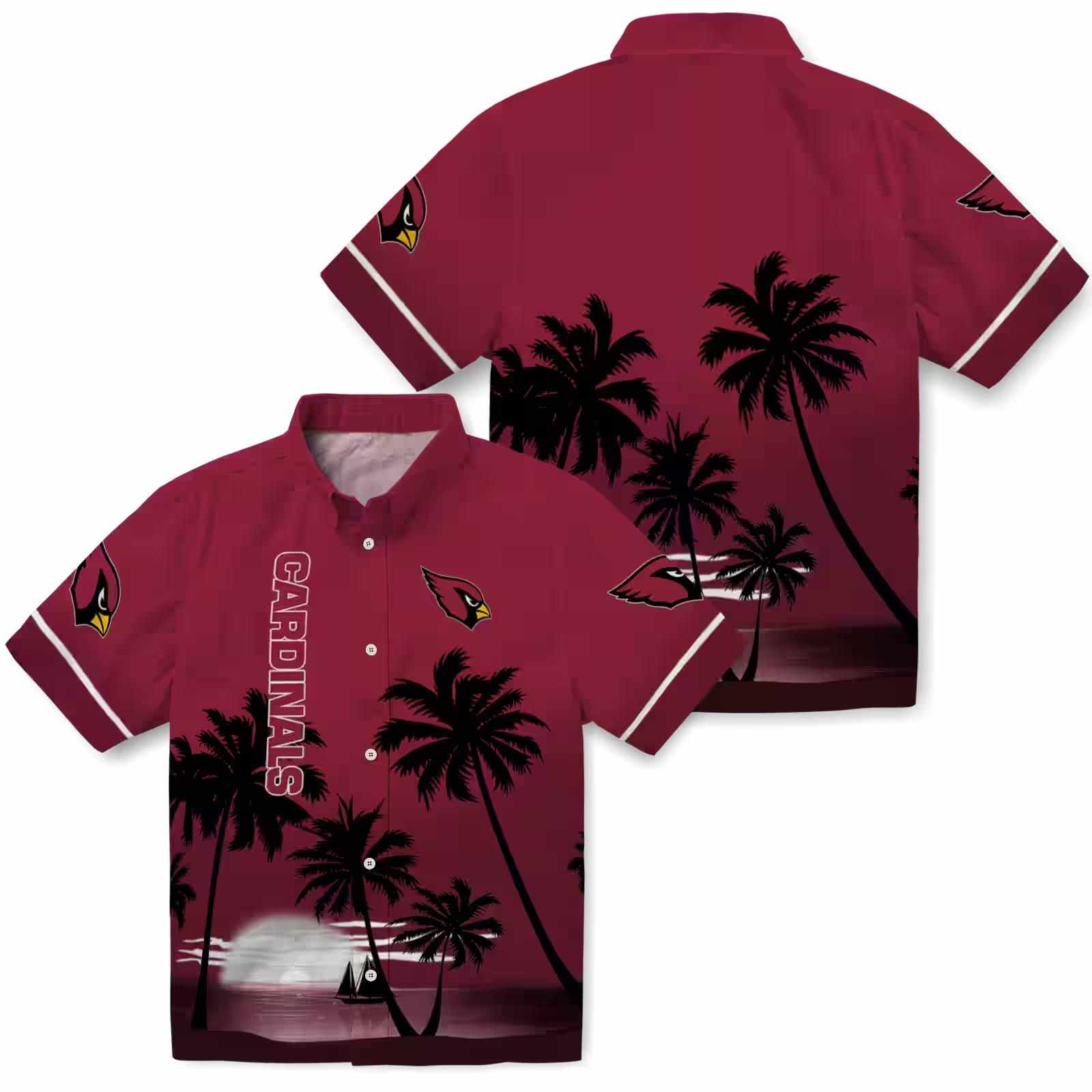 arizona cardinals beach sunset red black hawaiian shirt high quality