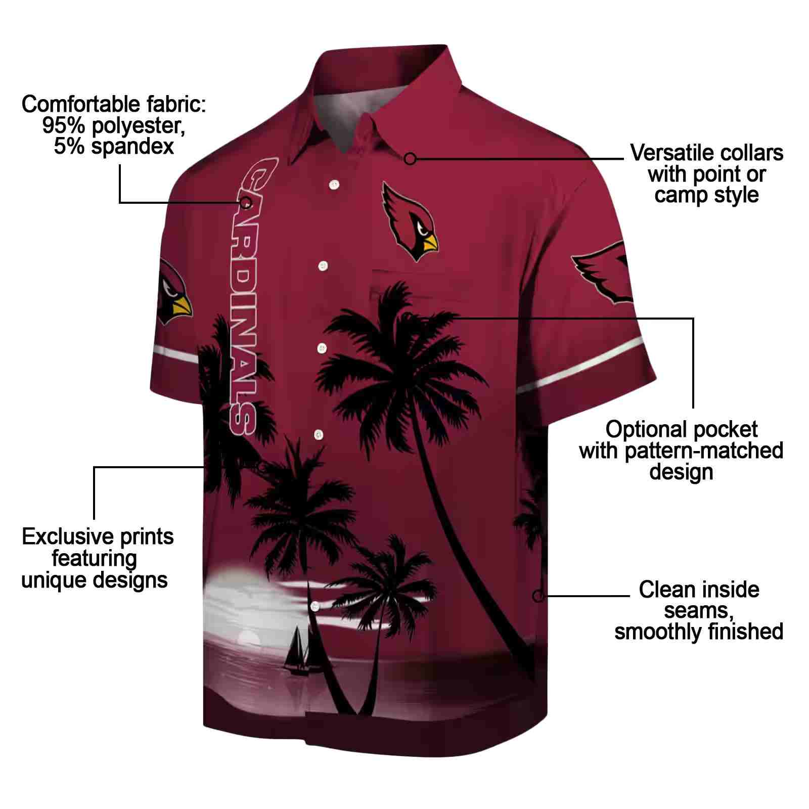 arizona cardinals beach sunset red black hawaiian shirt new arrival