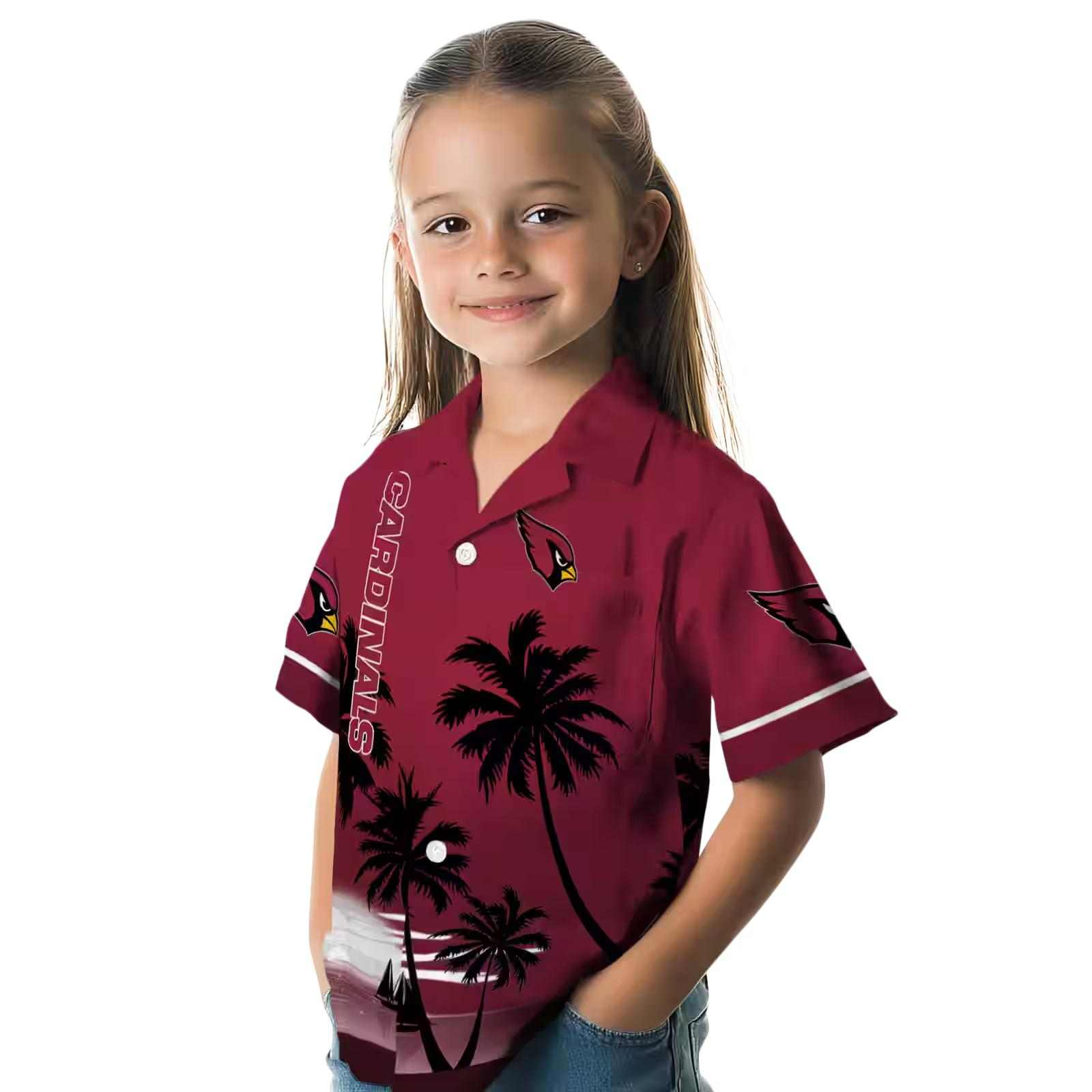 arizona cardinals beach sunset red black hawaiian shirt premium grade