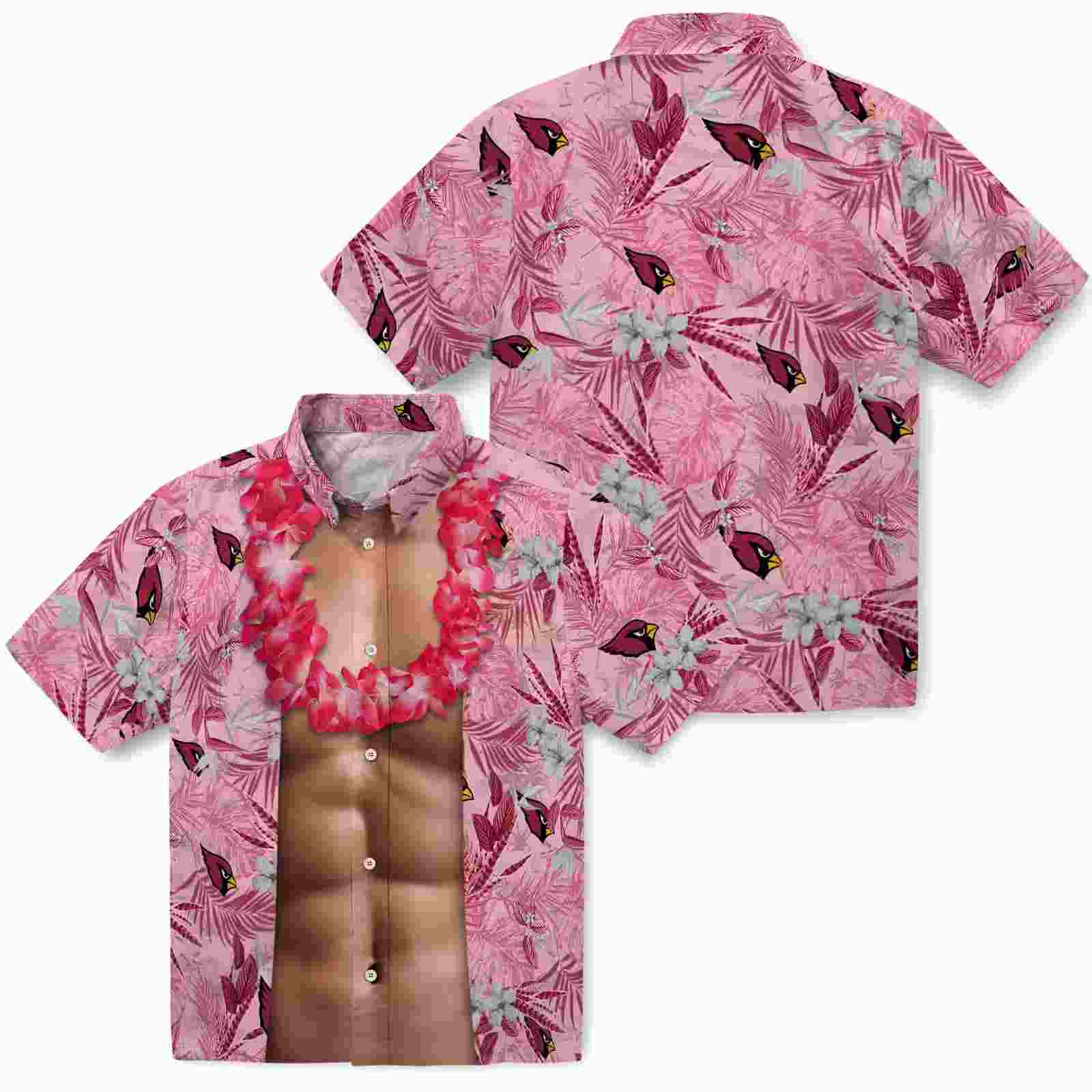 arizona cardinals chest illusion red hawaiian shirt high quality