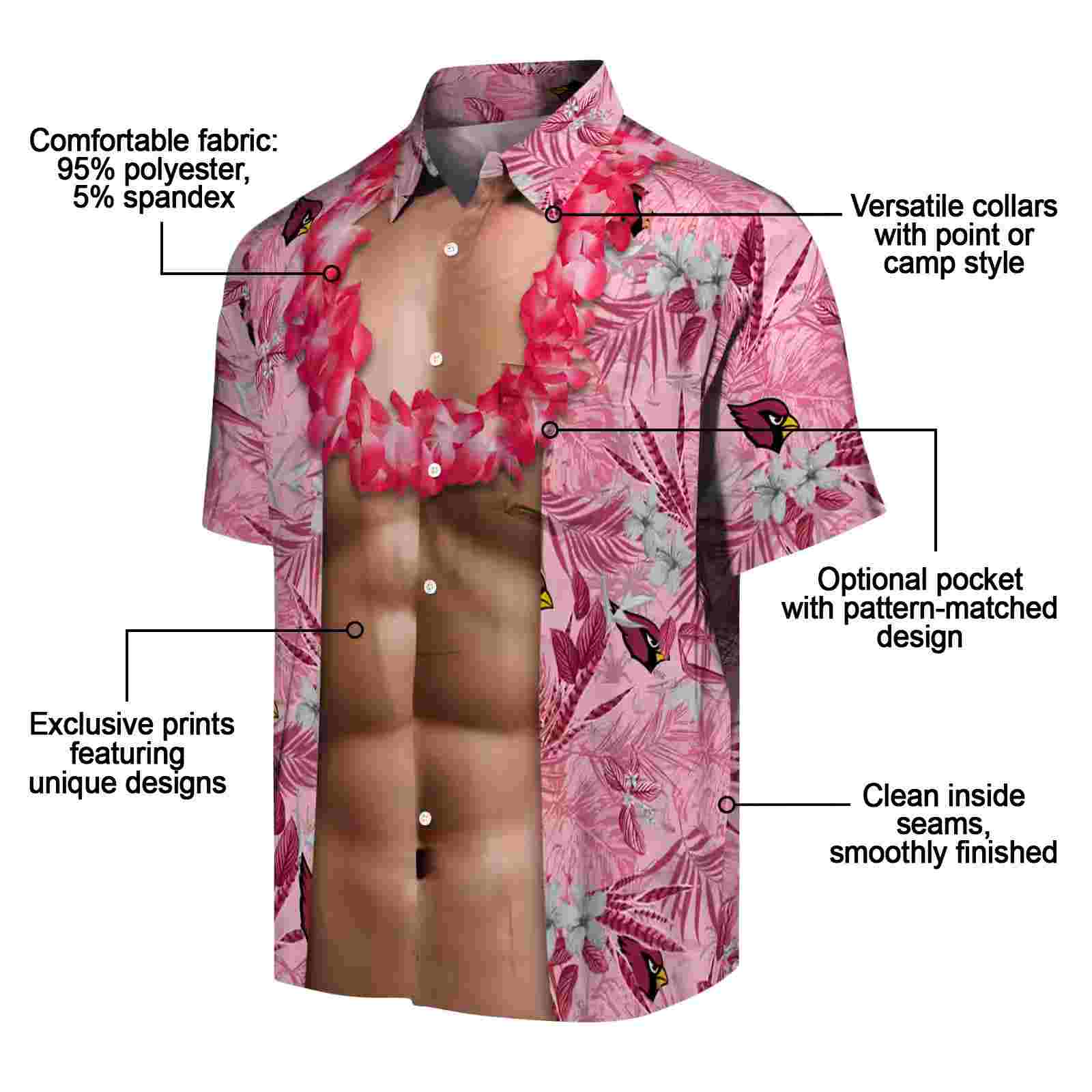 arizona cardinals chest illusion red hawaiian shirt new arrival