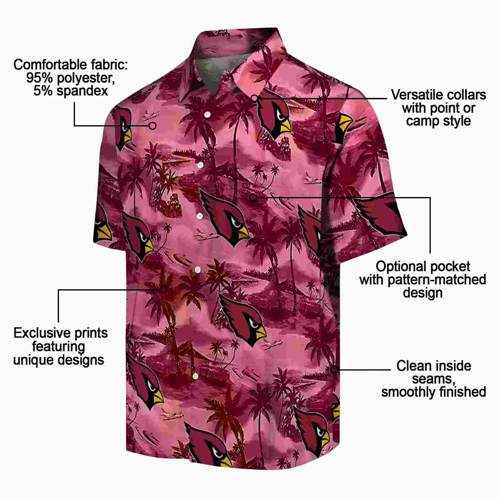 arizona cardinals coastal palms red hawaiian shirt new arrival