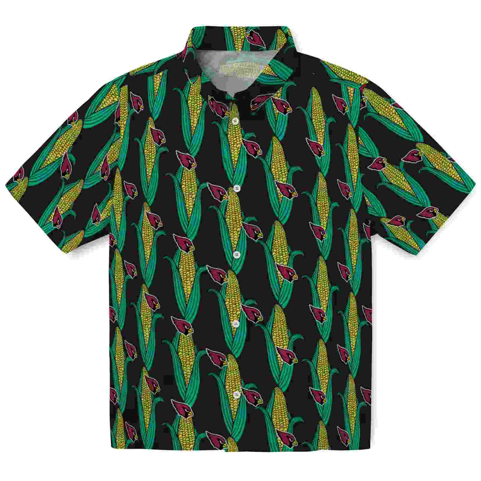 Arizona Cardinals Corn Motifs Black Green Hawaiian Shirt