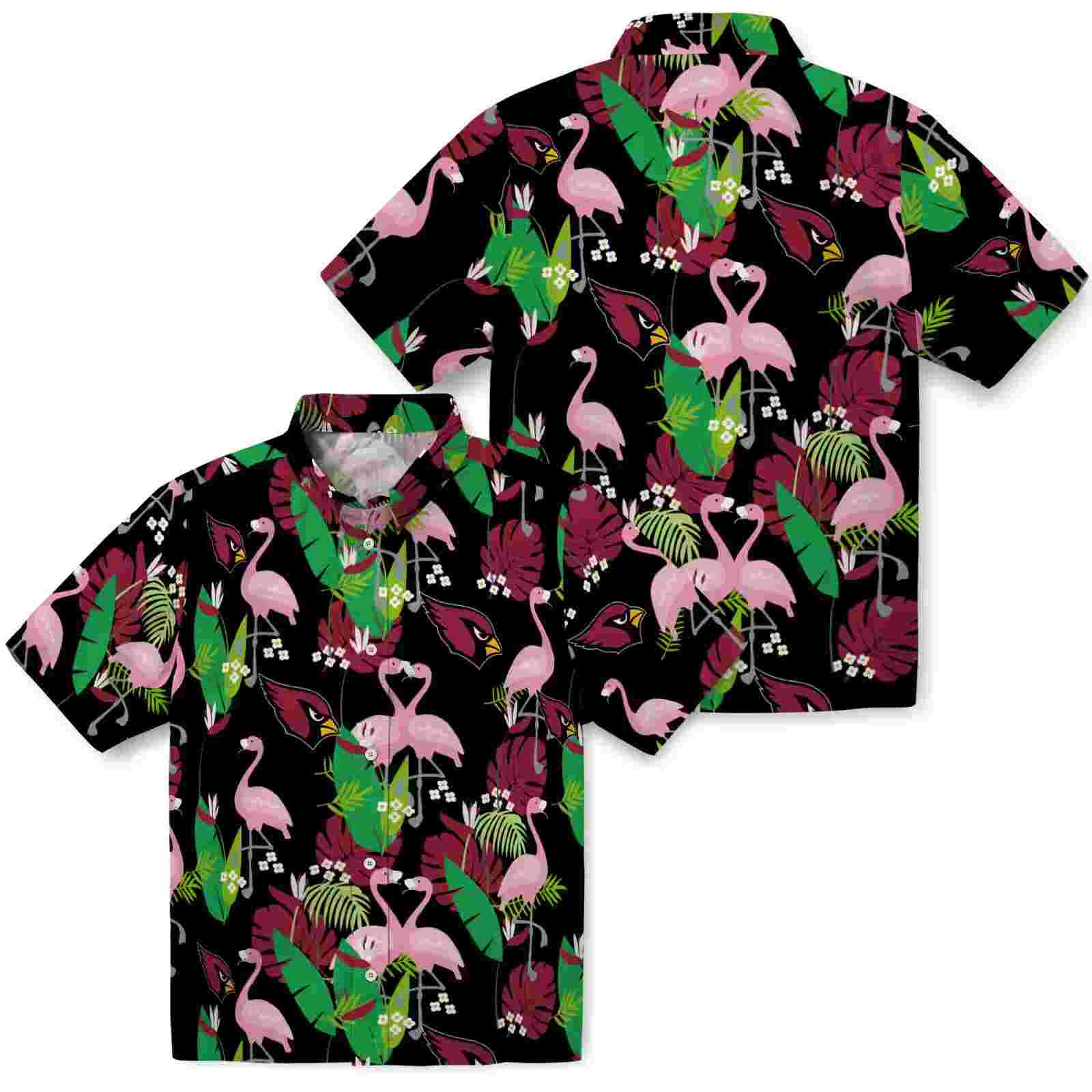 arizona cardinals flamingo foliage red green hawaiian shirt high quality