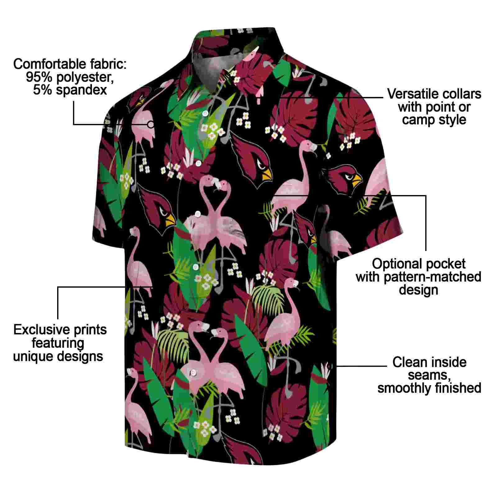 arizona cardinals flamingo foliage red green hawaiian shirt new arrival