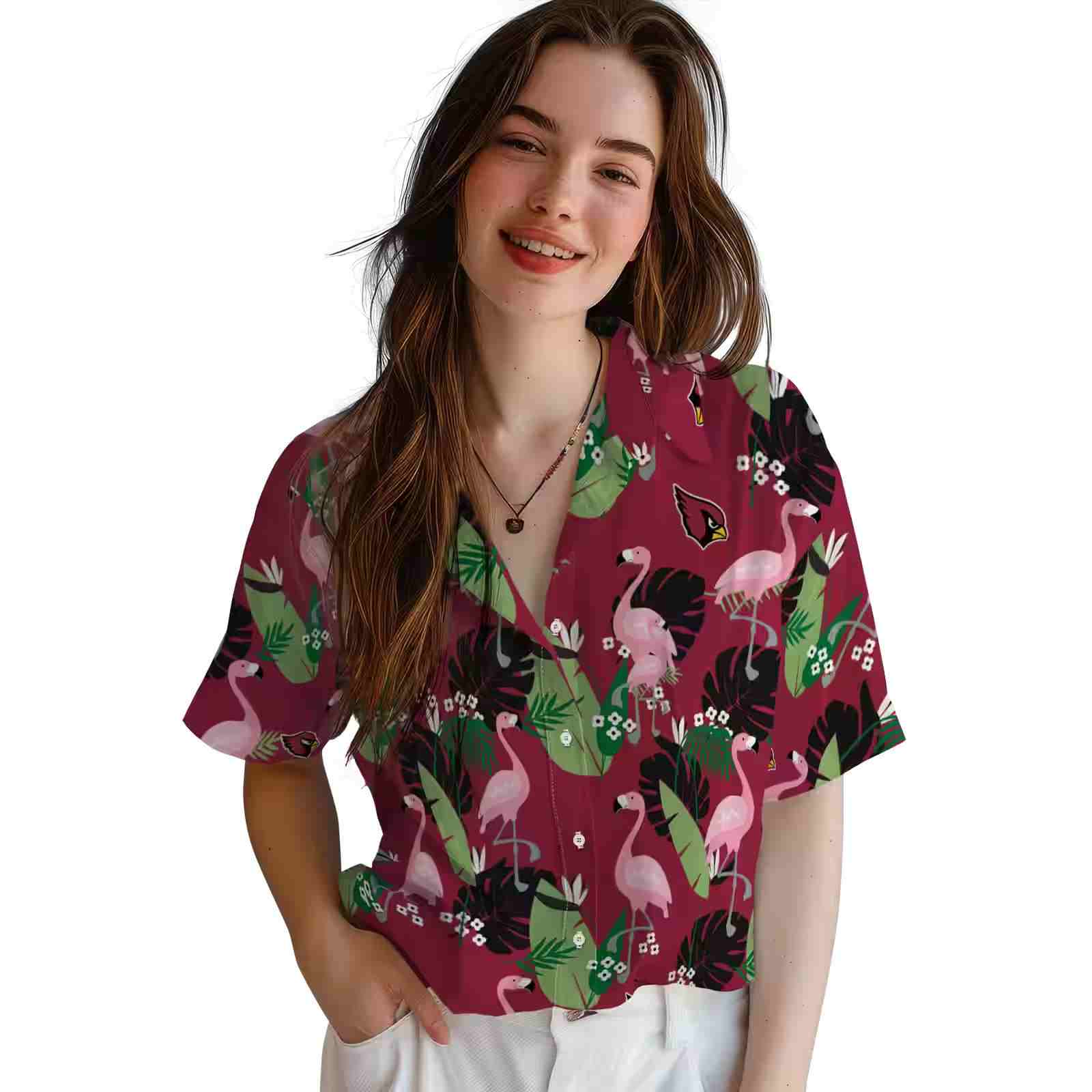 arizona cardinals flamingo leaf motif red hawaiian shirt latest model