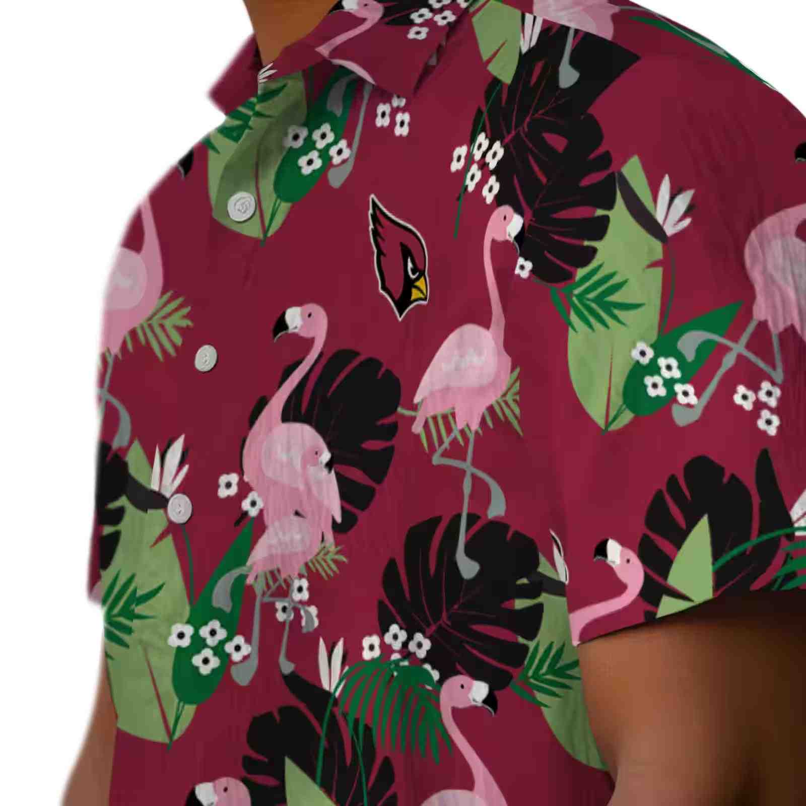 arizona cardinals flamingo leaf motif red hawaiian shirt trendy