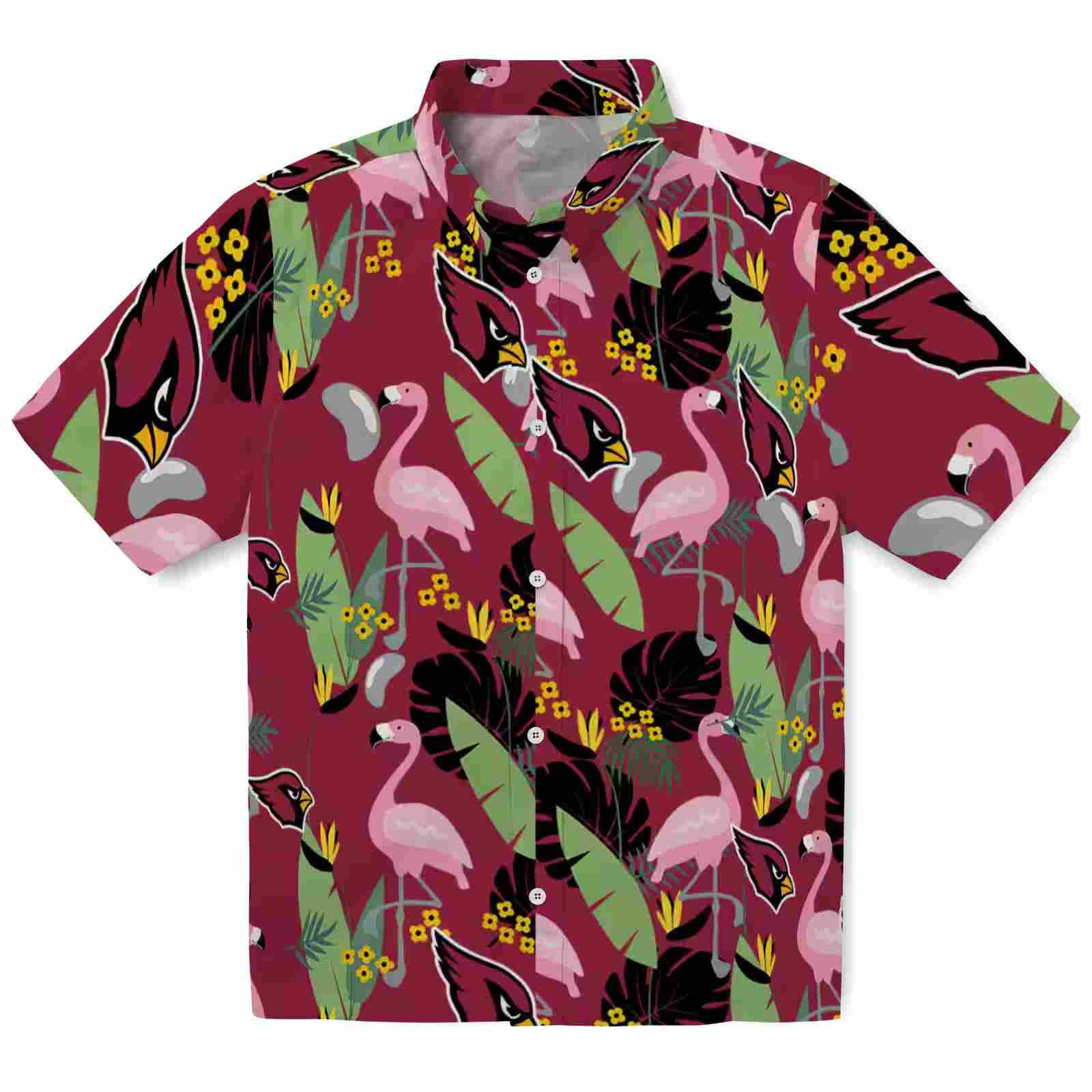 Arizona Cardinals Flamingo Leaves Red Hawaiian Shirt