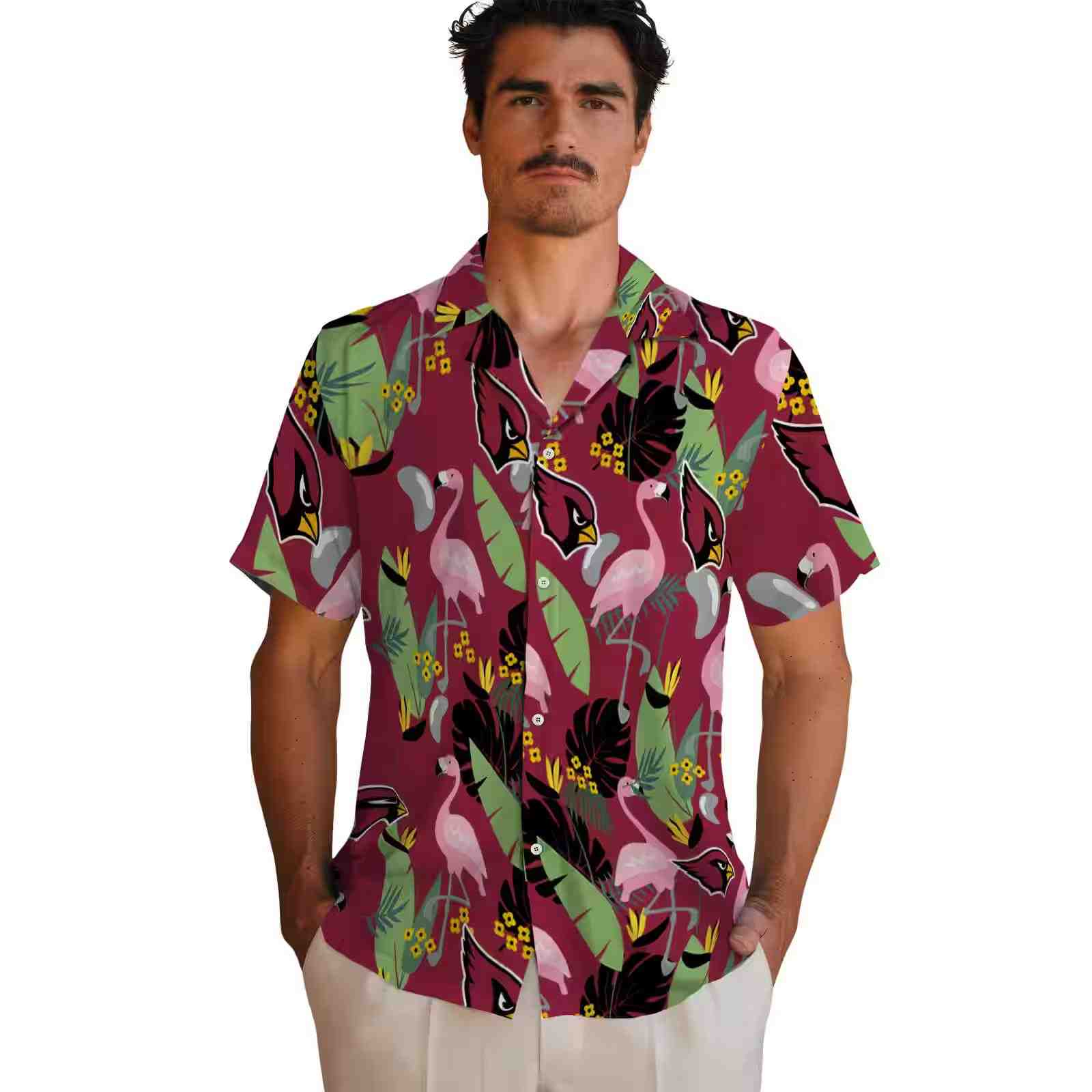 arizona cardinals flamingo leaves red hawaiian shirt fashion forward