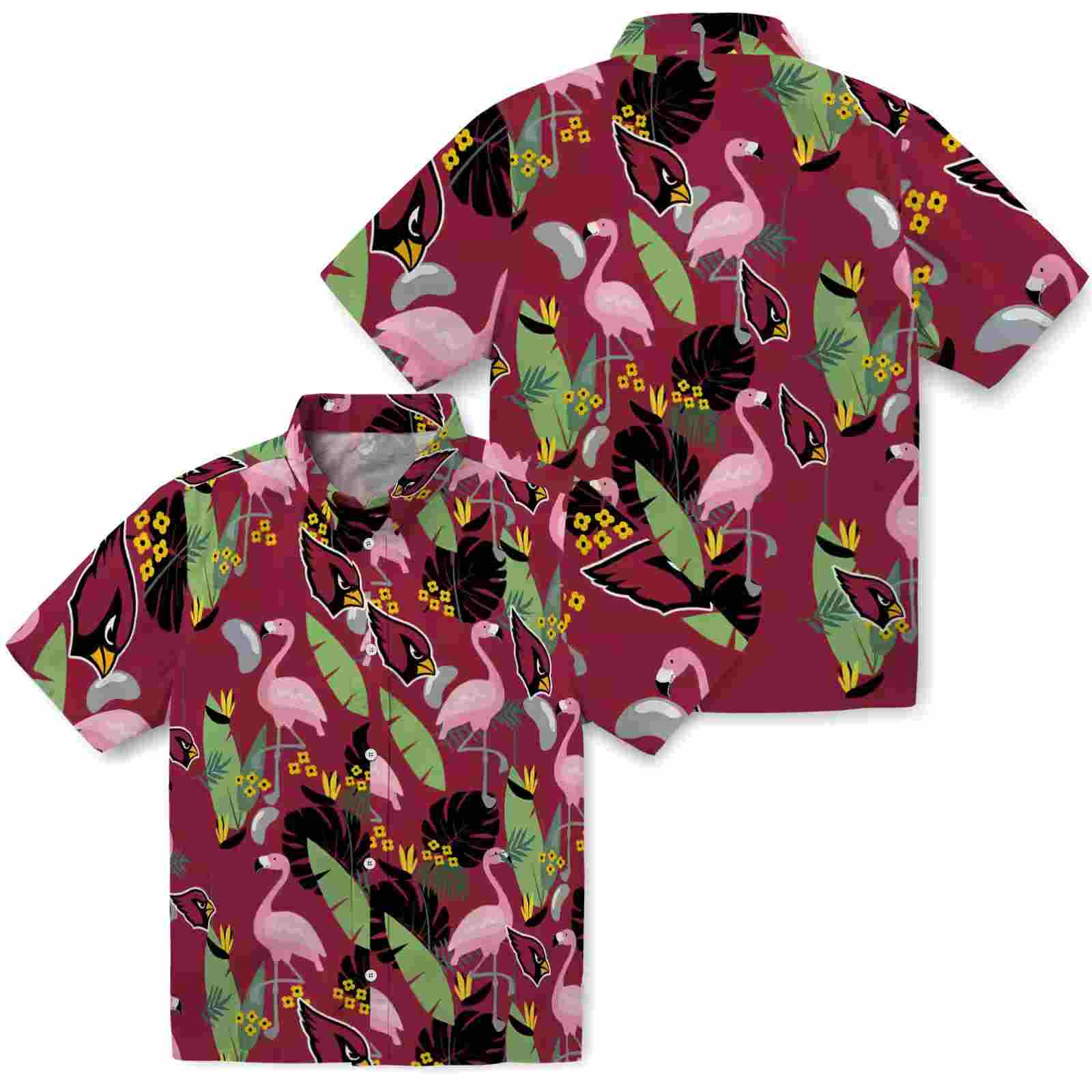 arizona cardinals flamingo leaves red hawaiian shirt high quality