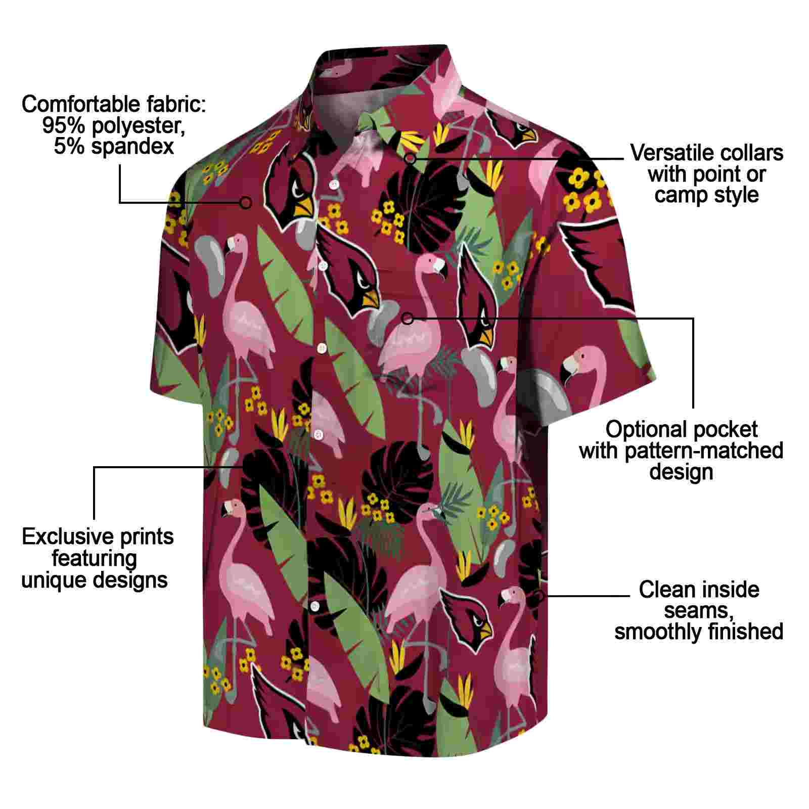 arizona cardinals flamingo leaves red hawaiian shirt new arrival