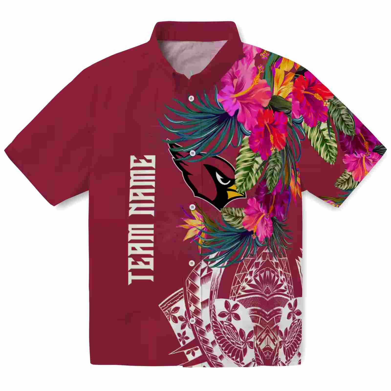 Arizona Cardinals Floral Polynesian Red Hawaiian Shirt