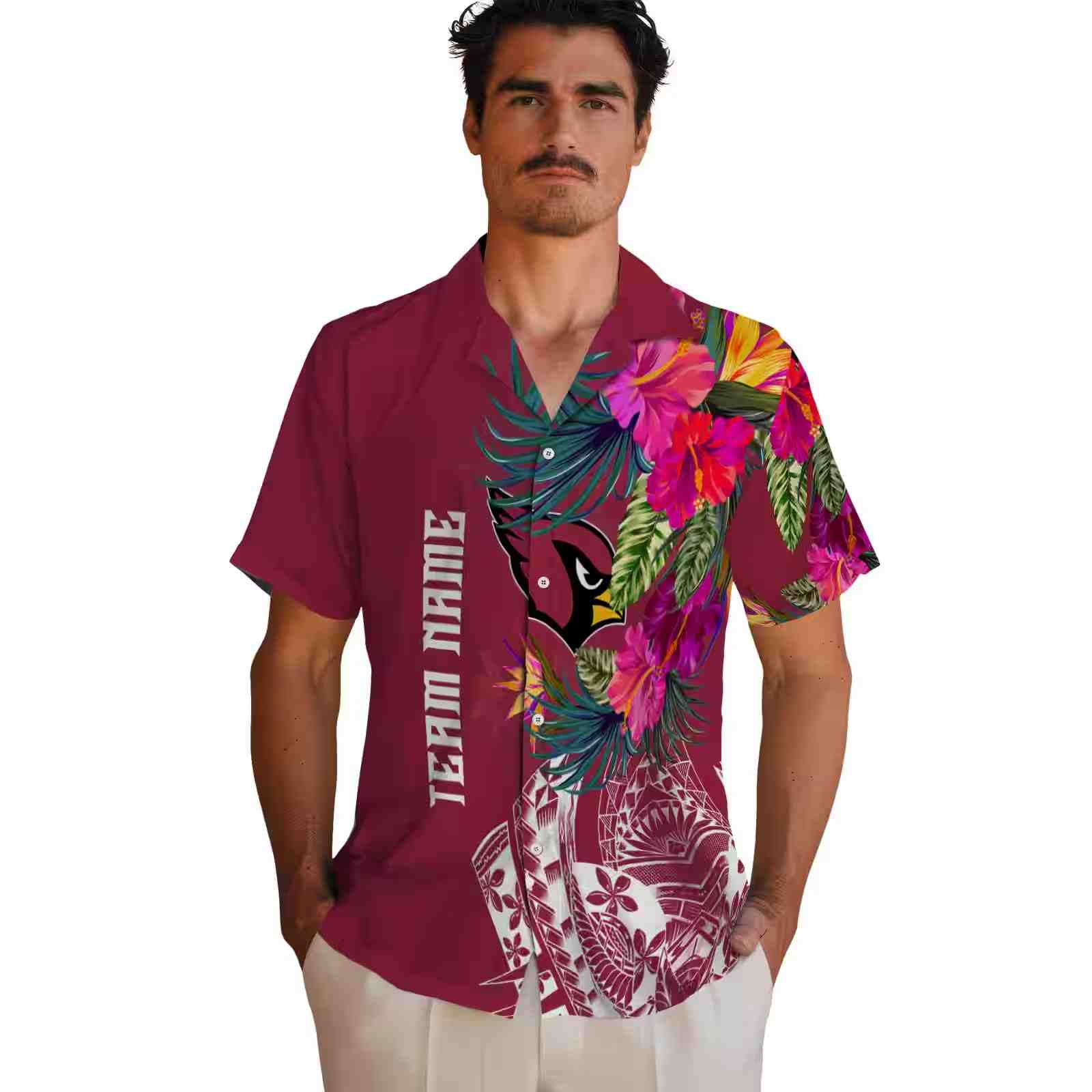 arizona cardinals floral polynesian red hawaiian shirt fashion forward