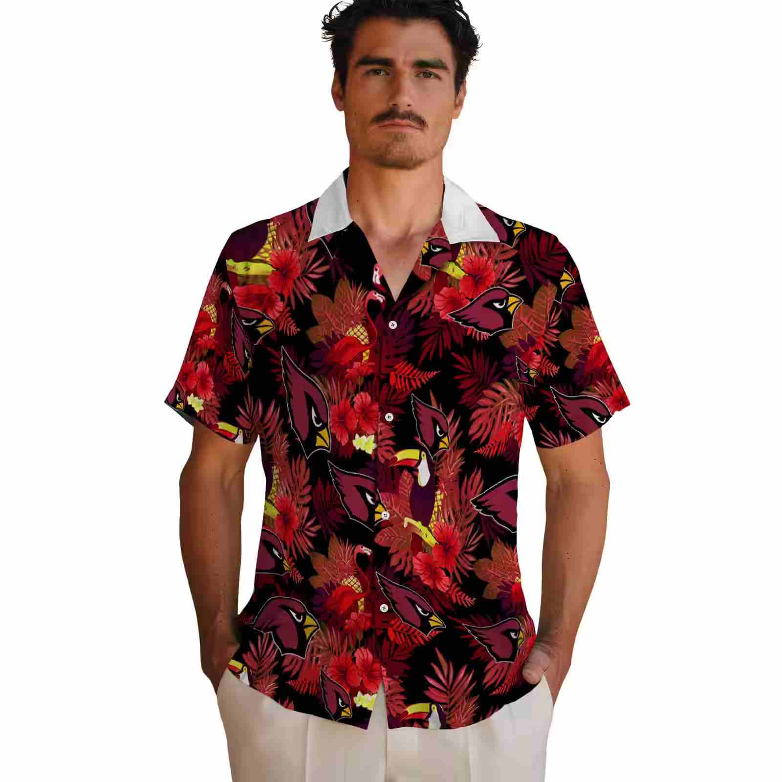 arizona cardinals floral toucan red hawaiian shirt fashion forward