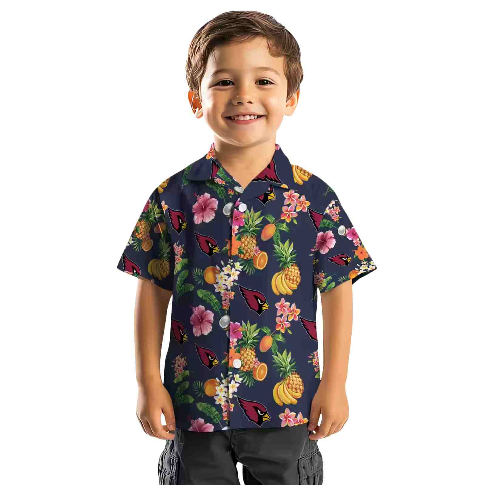 arizona cardinals hibiscus and fruit navy blue hawaiian shirt top rated