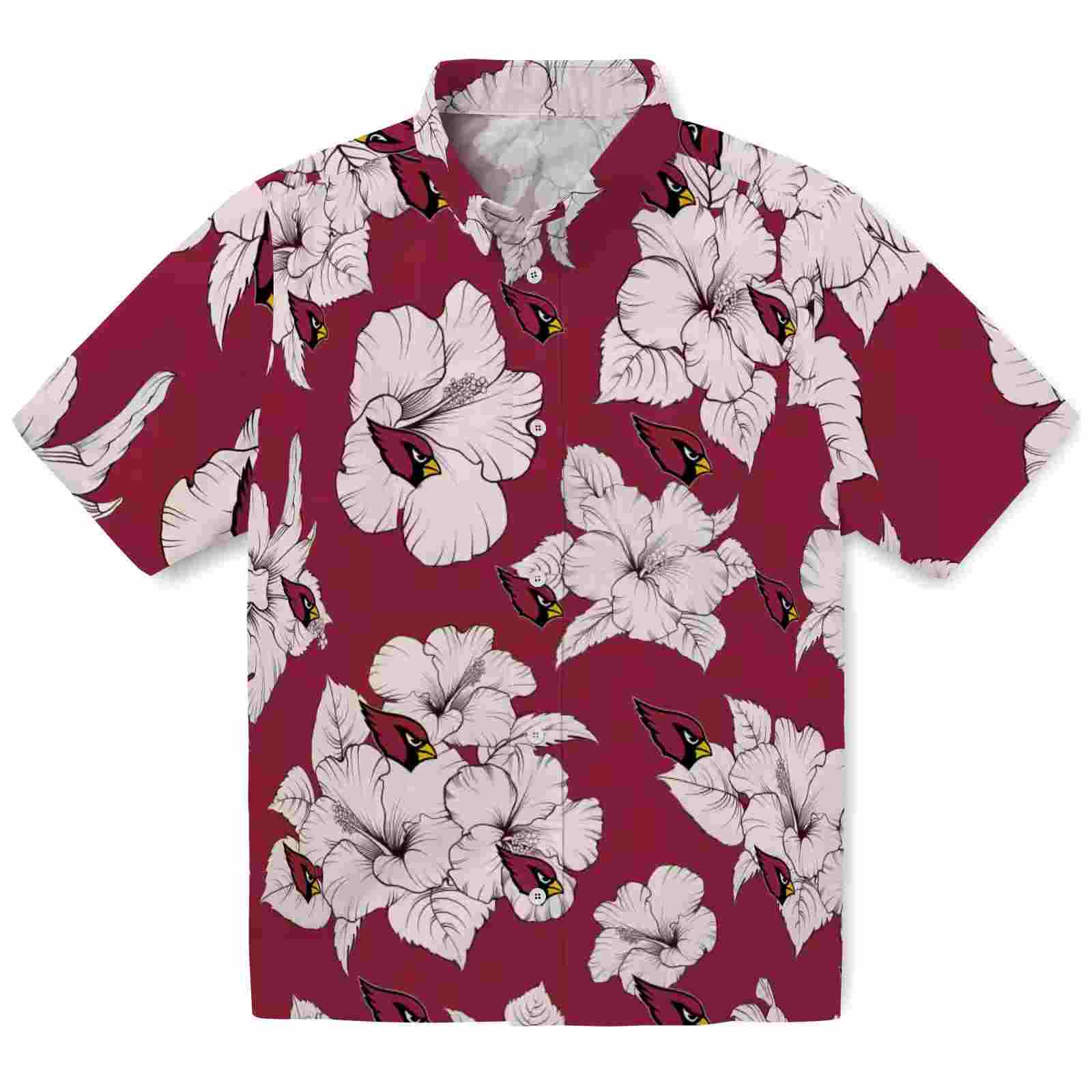 Arizona Cardinals Hibiscus Blooms Red White Hawaiian Shirt