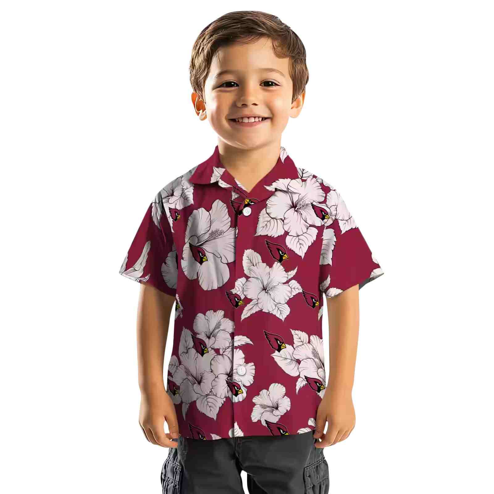 arizona cardinals hibiscus blooms red white hawaiian shirt top rated