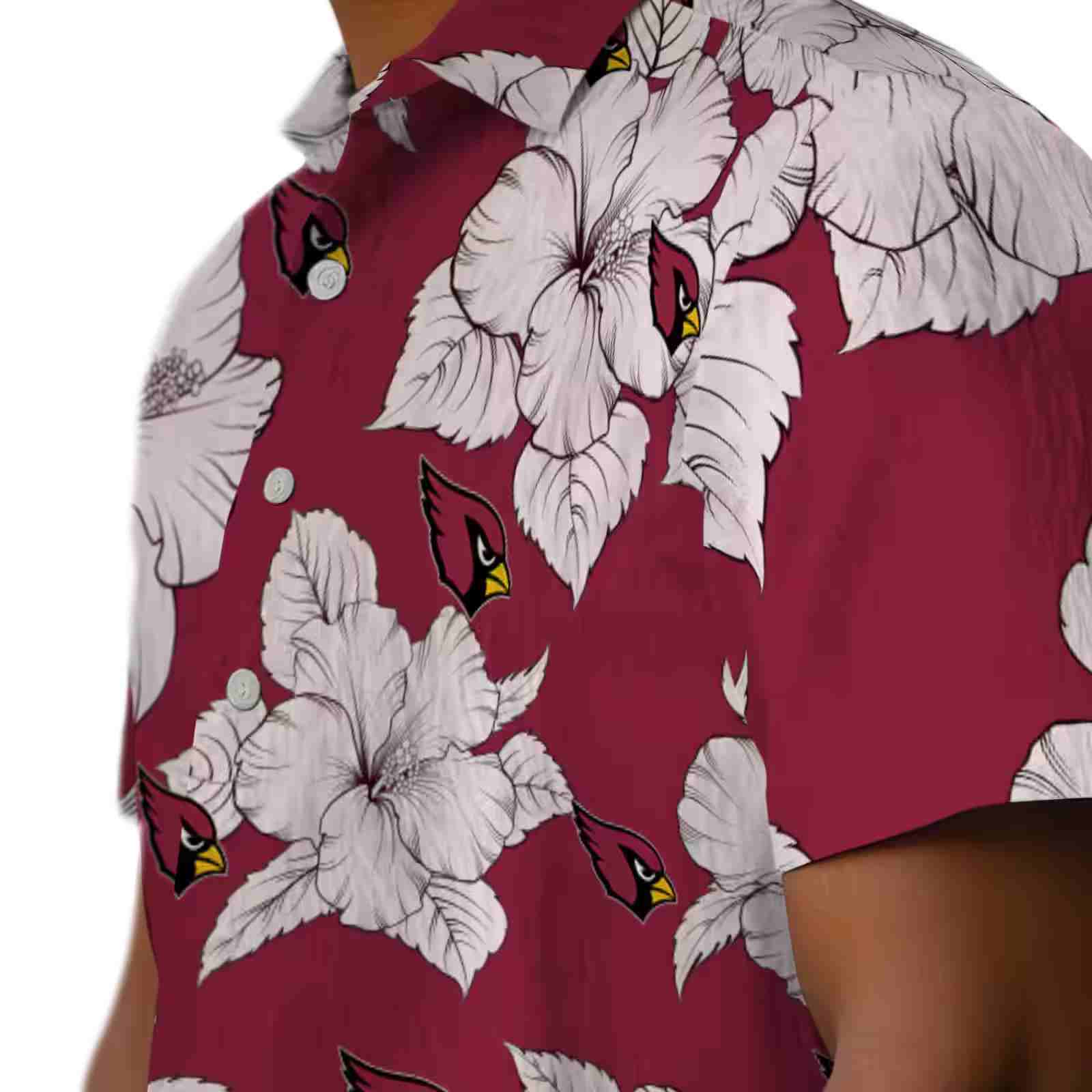 arizona cardinals hibiscus blooms red white hawaiian shirt trendy