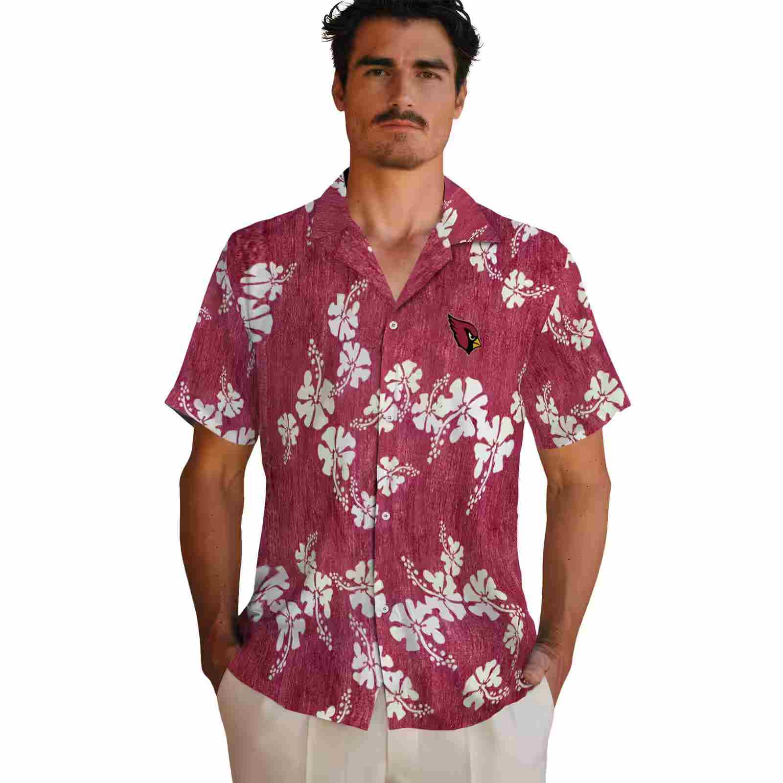 arizona cardinals hibiscus clusters red hawaiian shirt fashion forward