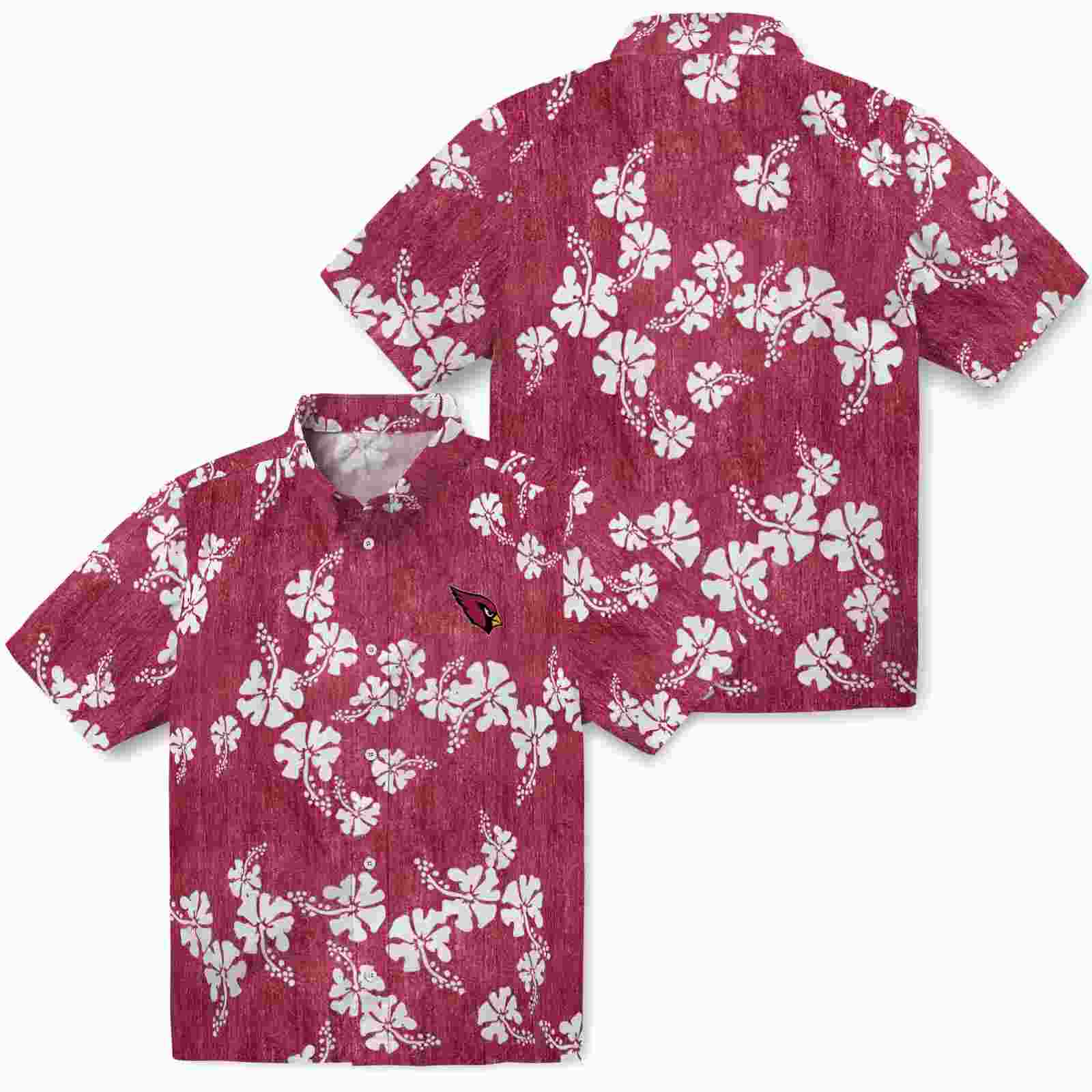 arizona cardinals hibiscus clusters red hawaiian shirt high quality