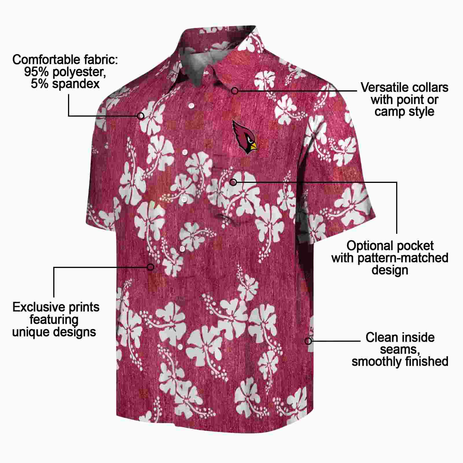 arizona cardinals hibiscus clusters red hawaiian shirt new arrival