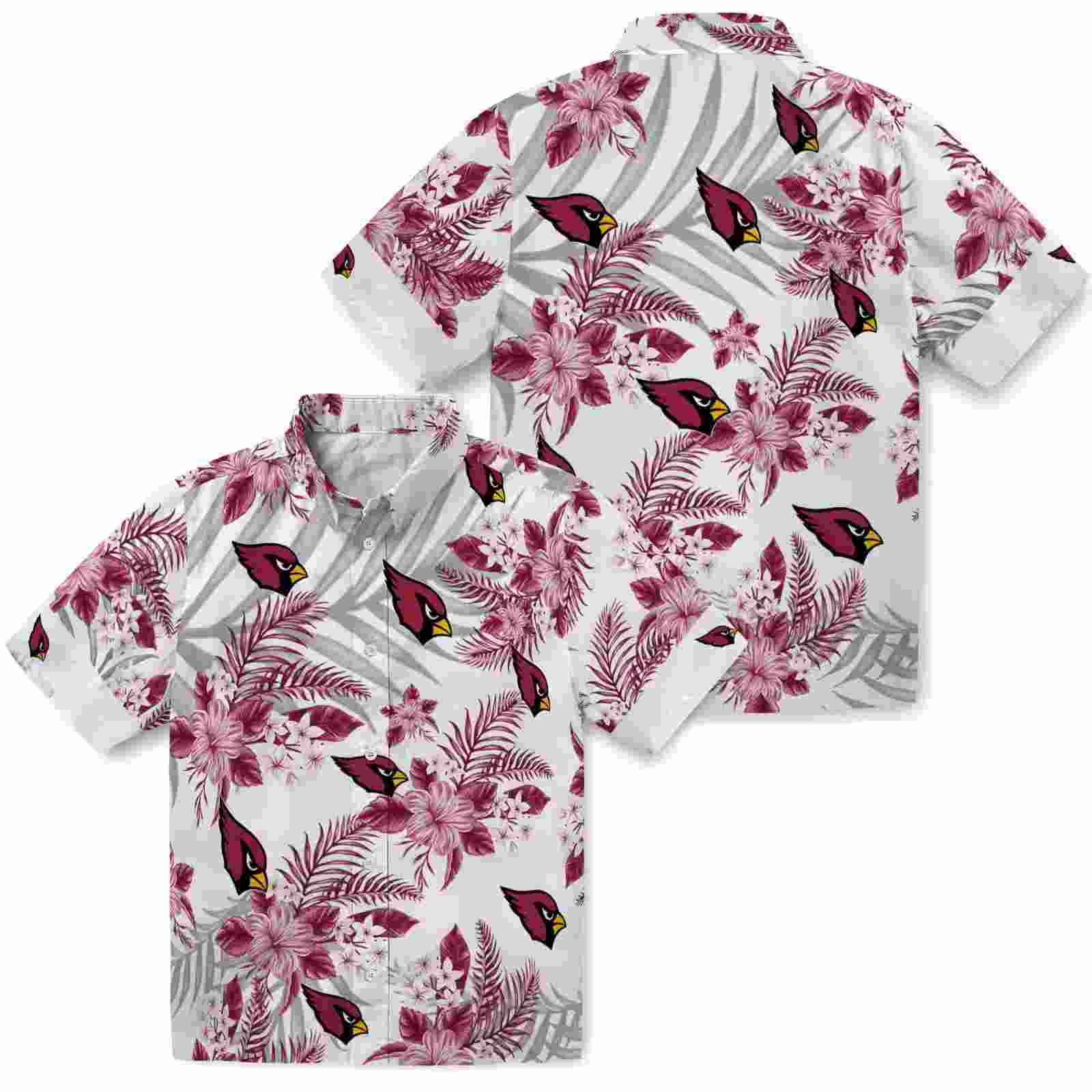 arizona cardinals hibiscus palm leaves red white hawaiian shirt high quality