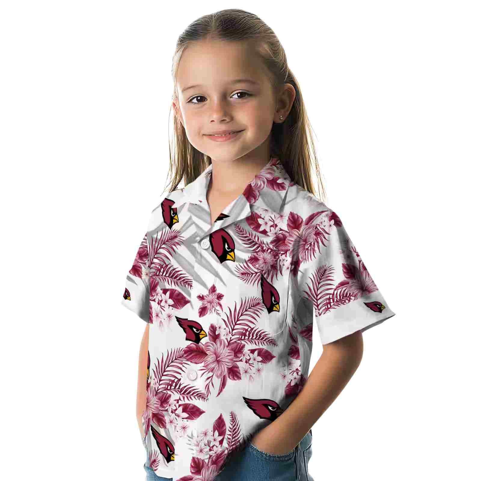 arizona cardinals hibiscus palm leaves red white hawaiian shirt premium grade